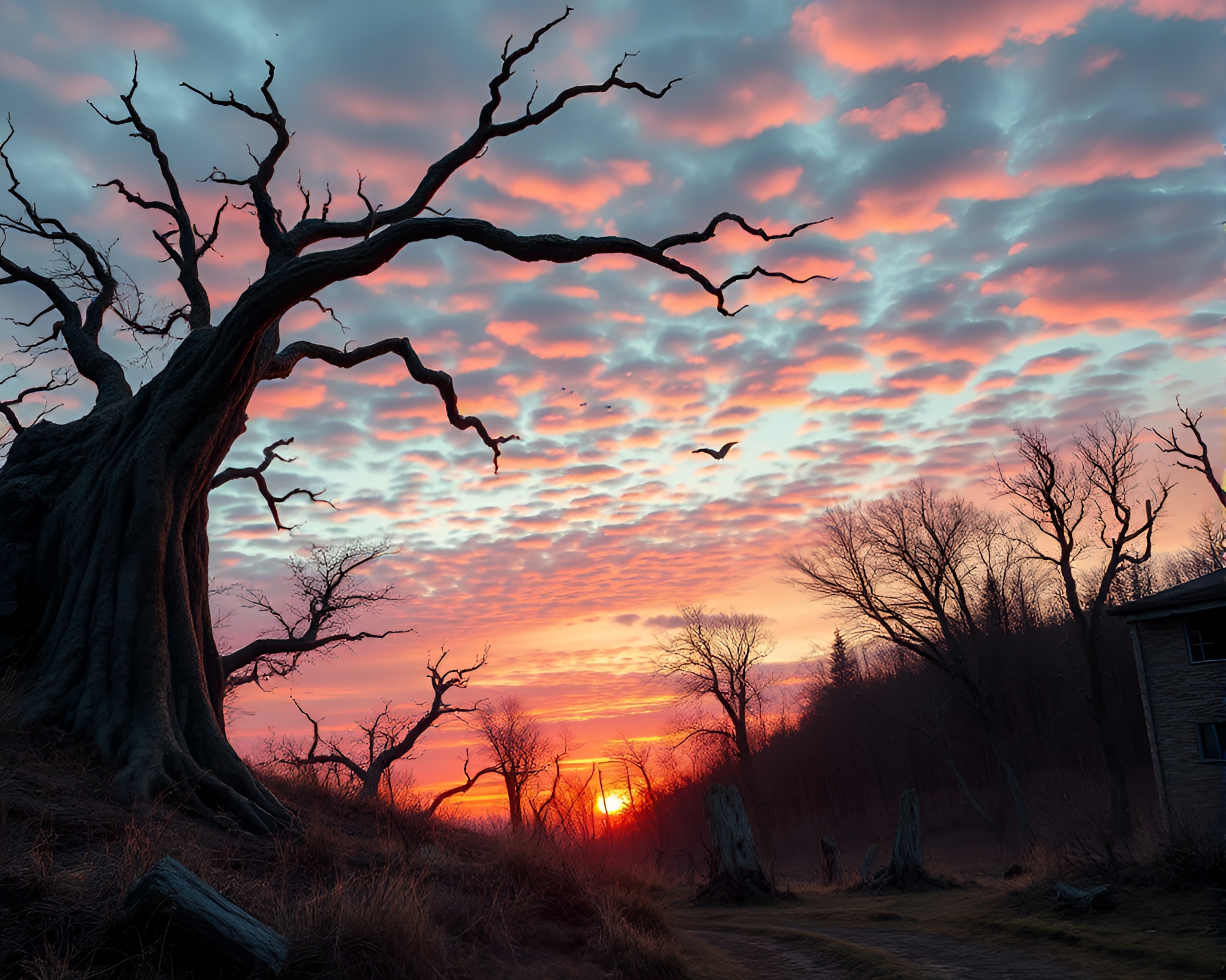 Mystical Lovecraftian Temple at Sunrise – free AI stock image
