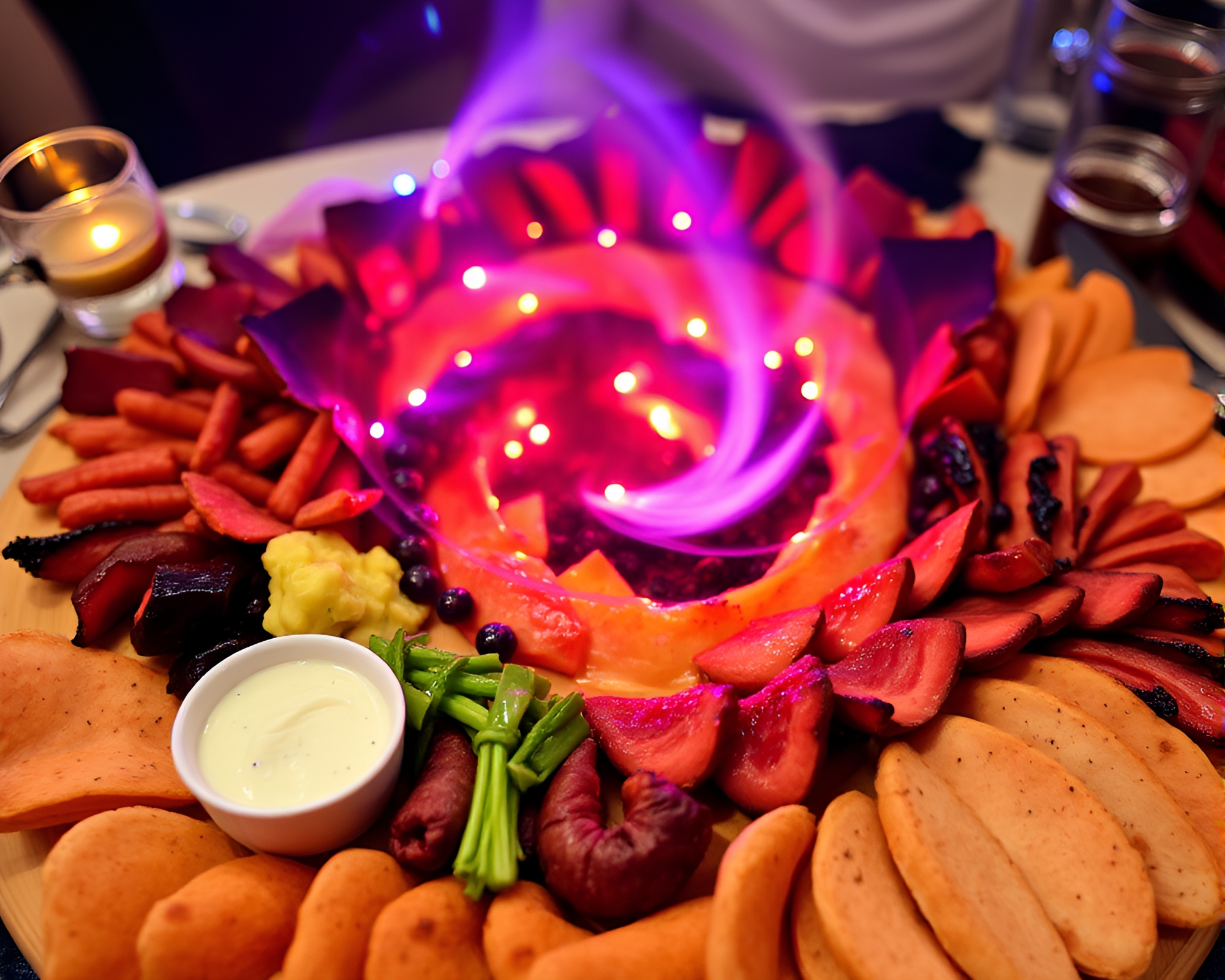 Elegant Charcuterie Board Vortex Twist Photocollage – free AI stock image