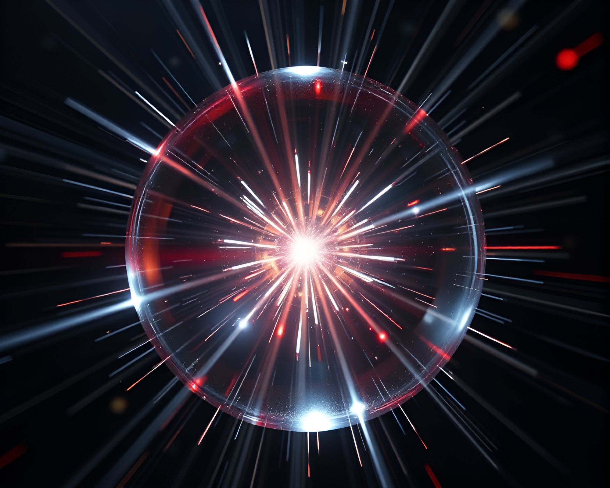 Hatching Glass Orb with Lens Flare Bursts – free AI stock image