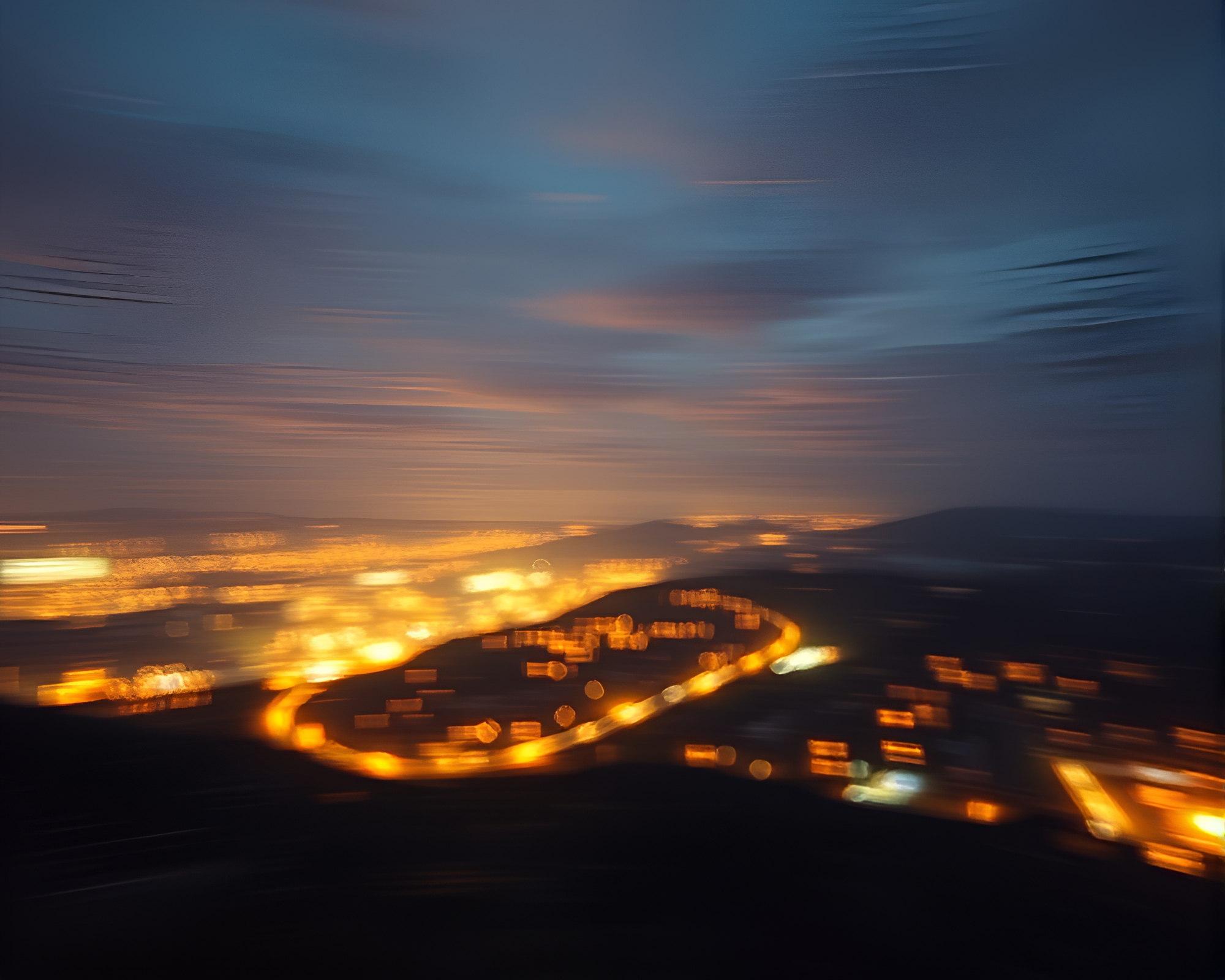 Futuristic Cityscape with Pixelated Lights and Augmented Reality Overlay – free AI stock image