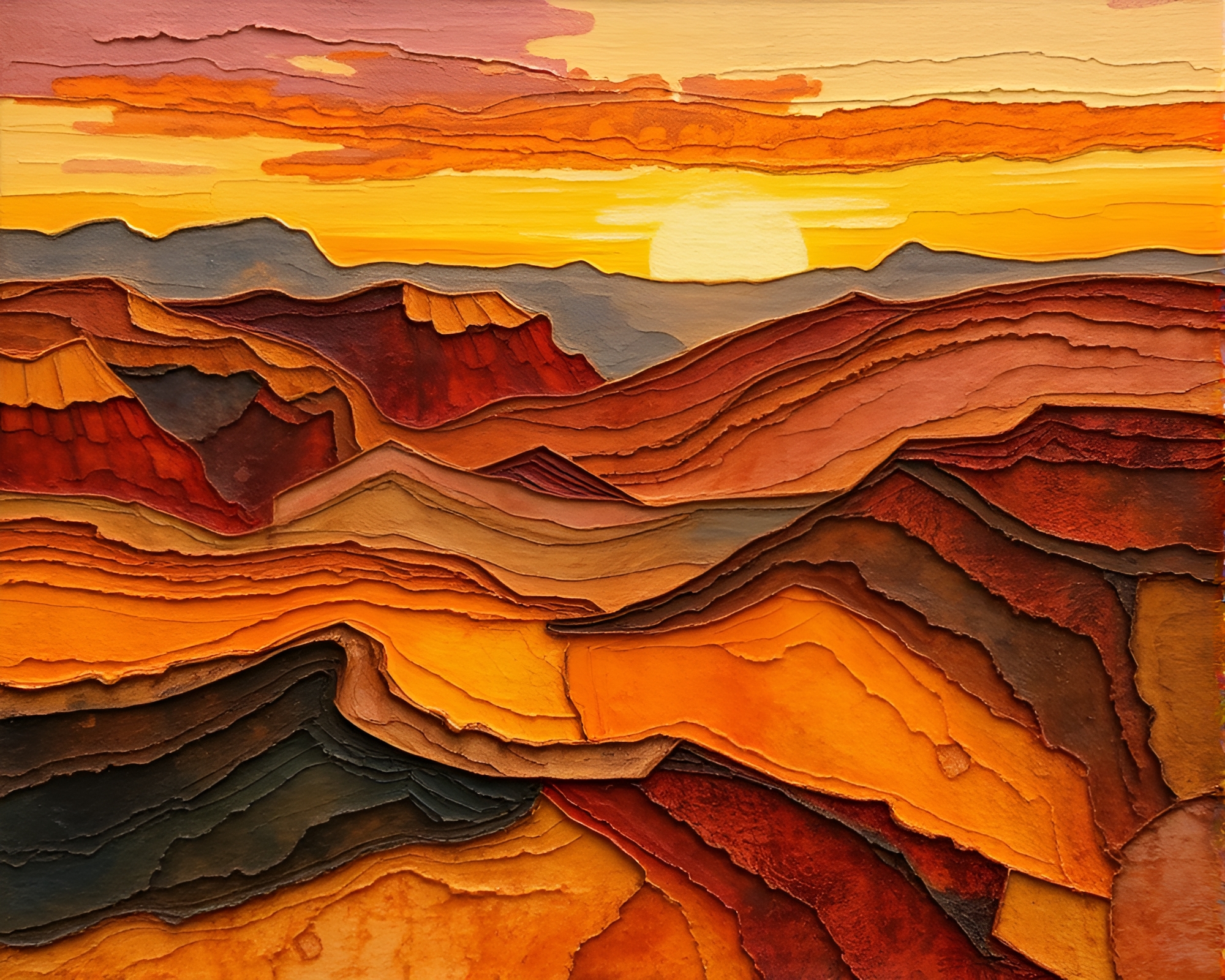 Impasto Antique Sextant at Warm Sunset Collage – free AI stock image