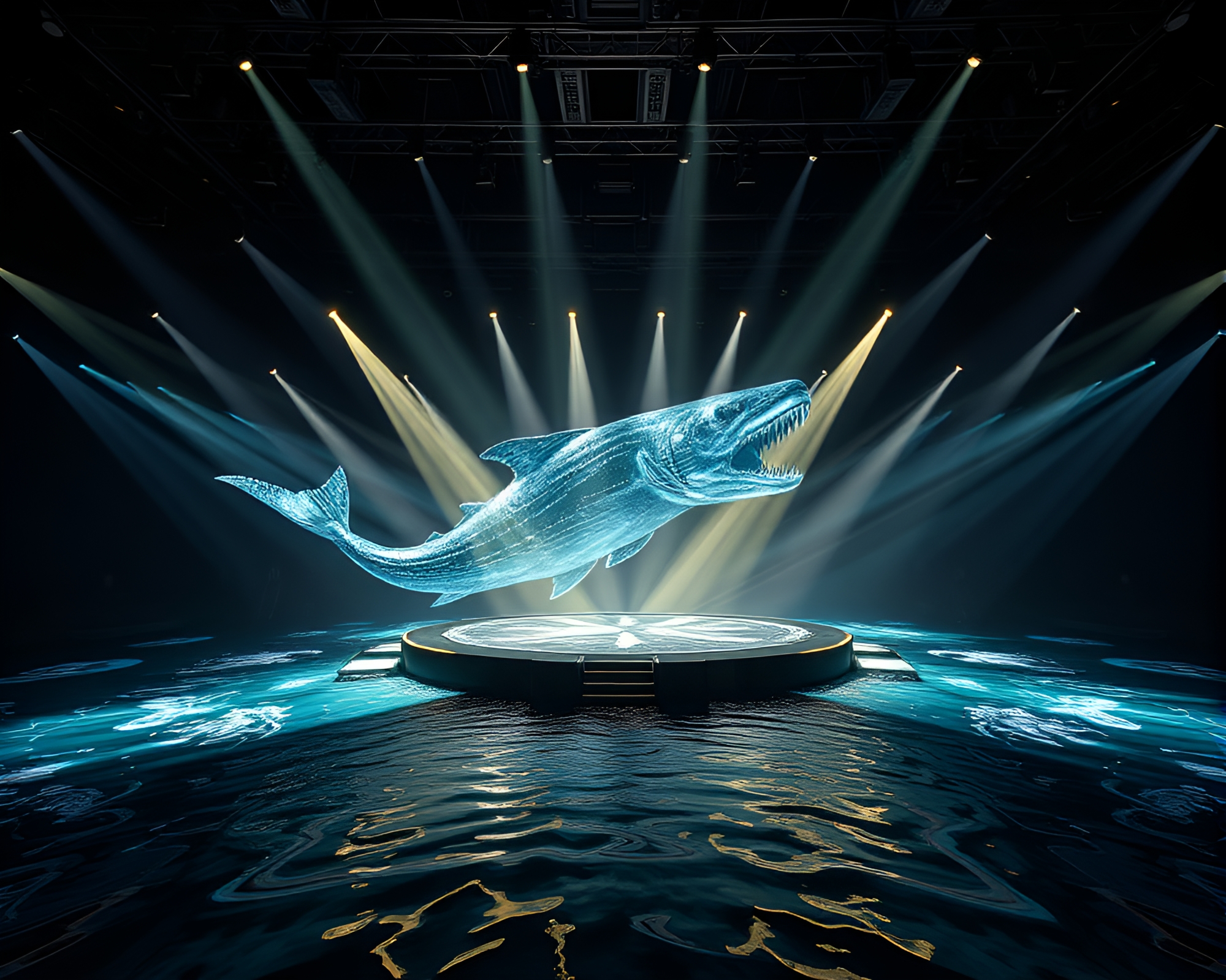 Leviathan’s Radiant Fluid Concert Stage – free AI stock image