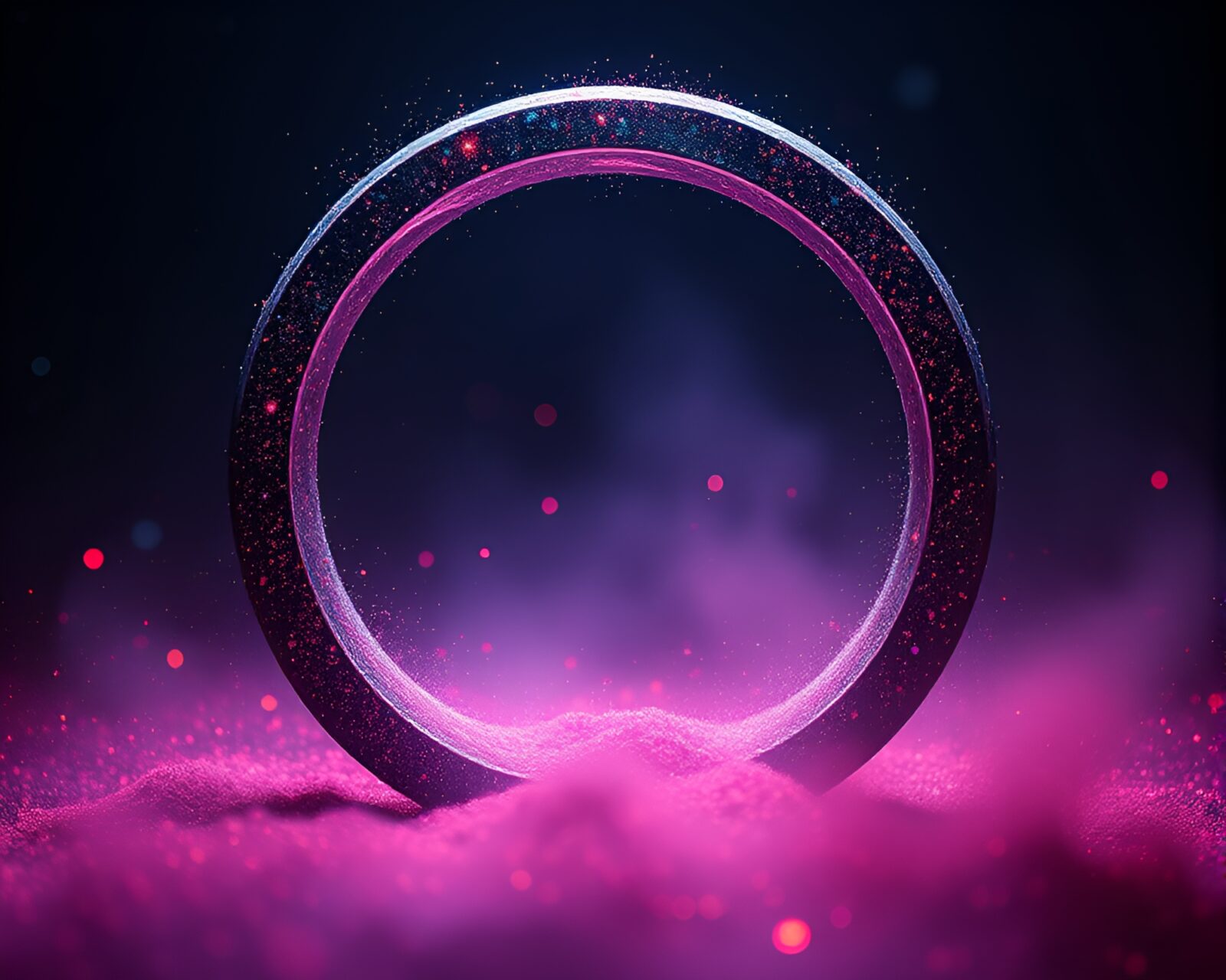 Studio shot showing 16-bit style ring in cosmic dust palette