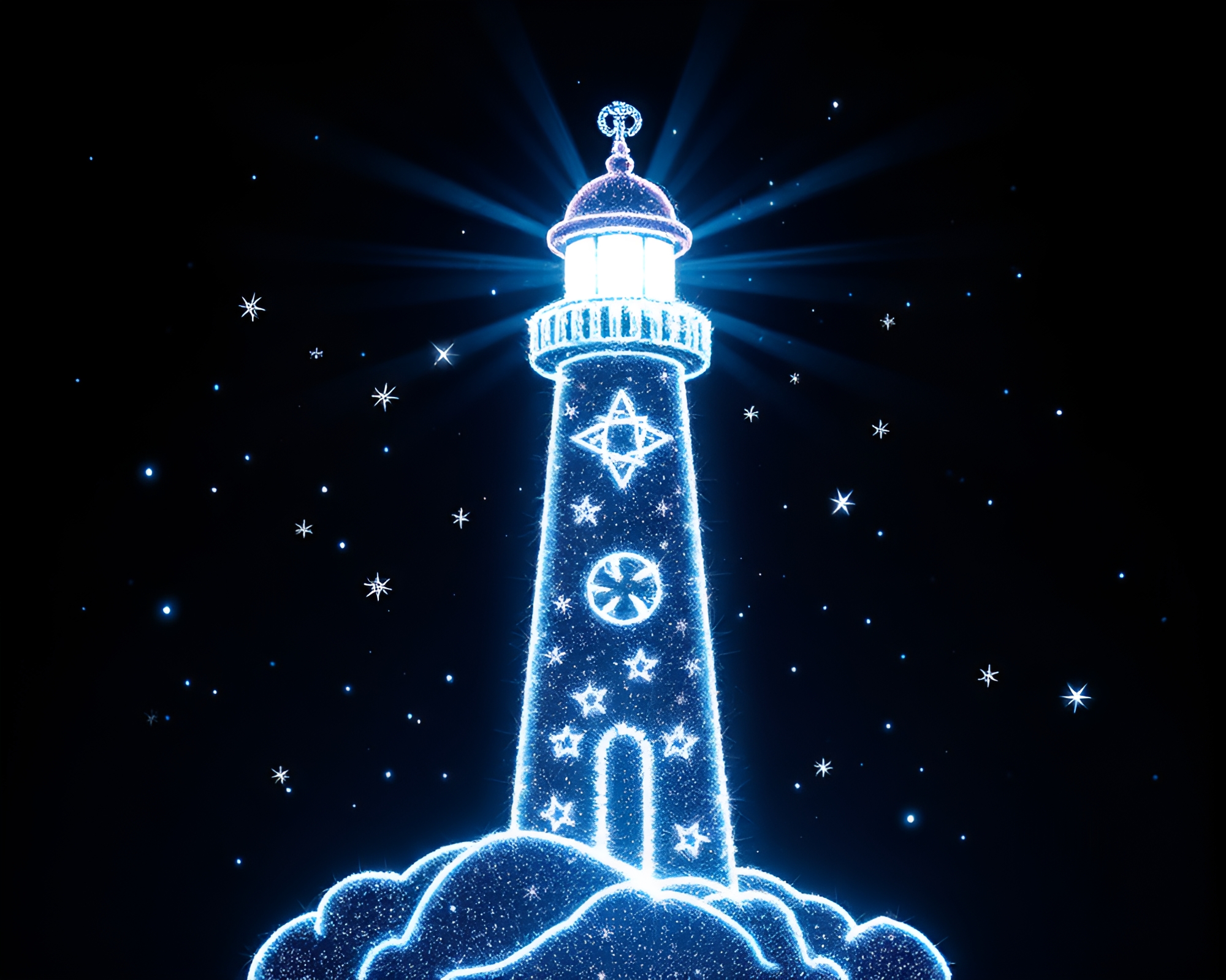 Lighthouse Embroidered X-Ray Fantasy Scene – free AI stock image