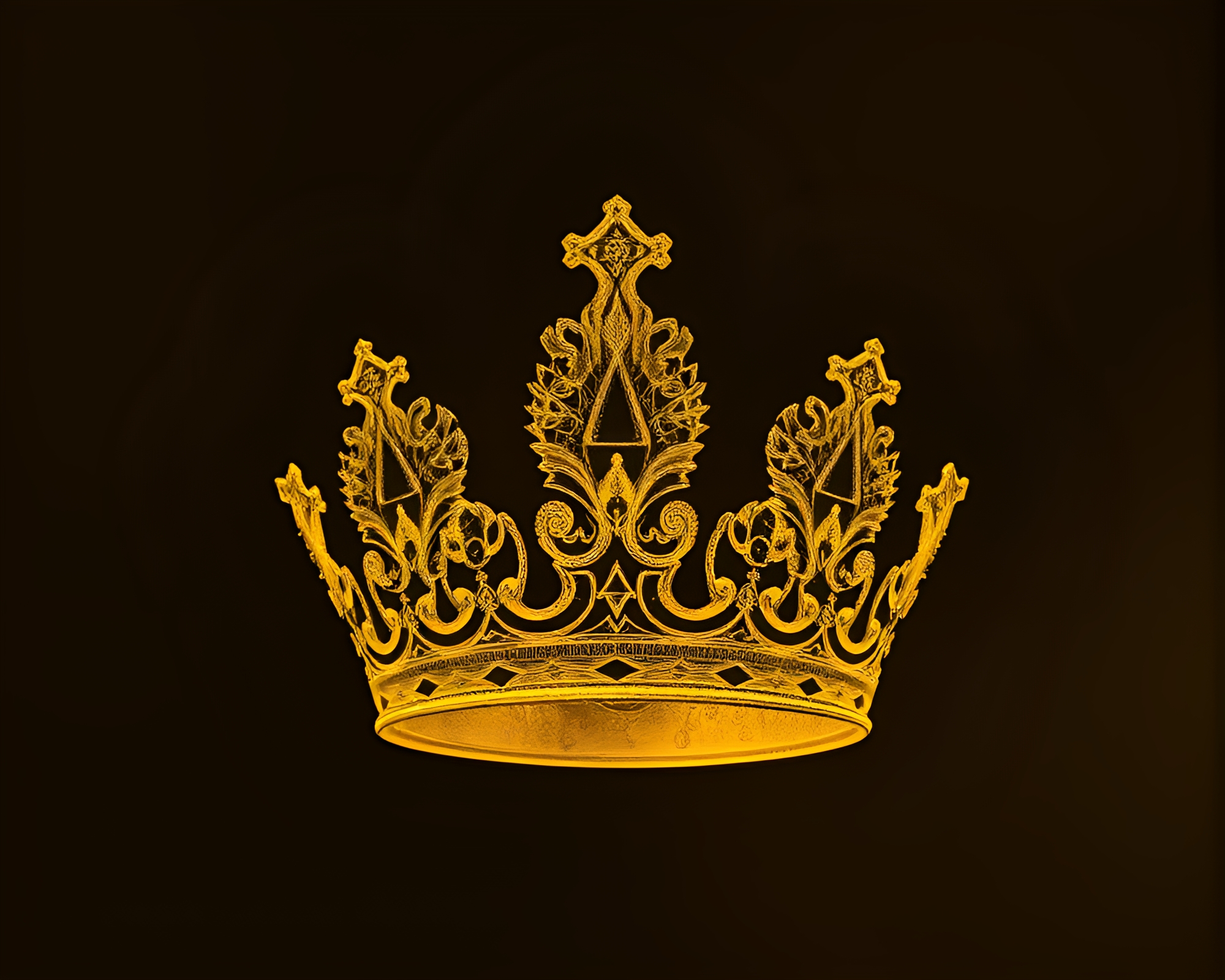 Fractal Crown in Monochrome Yellow Gradient Mesh Artwork – free AI stock image