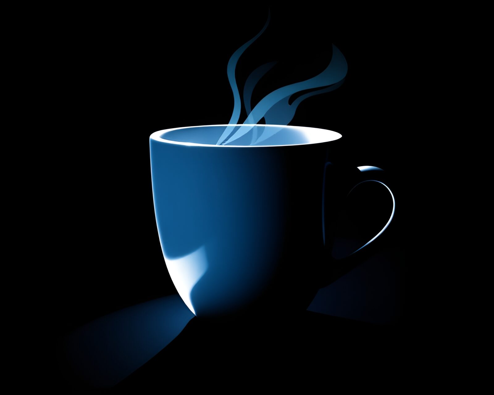 Gorgeous topaz lighting infusing stencil coffee cup illustration.