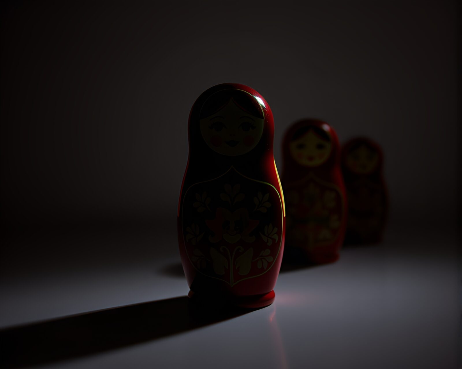 Silhouette of Matryoshka doll in stunning high-key 3D.