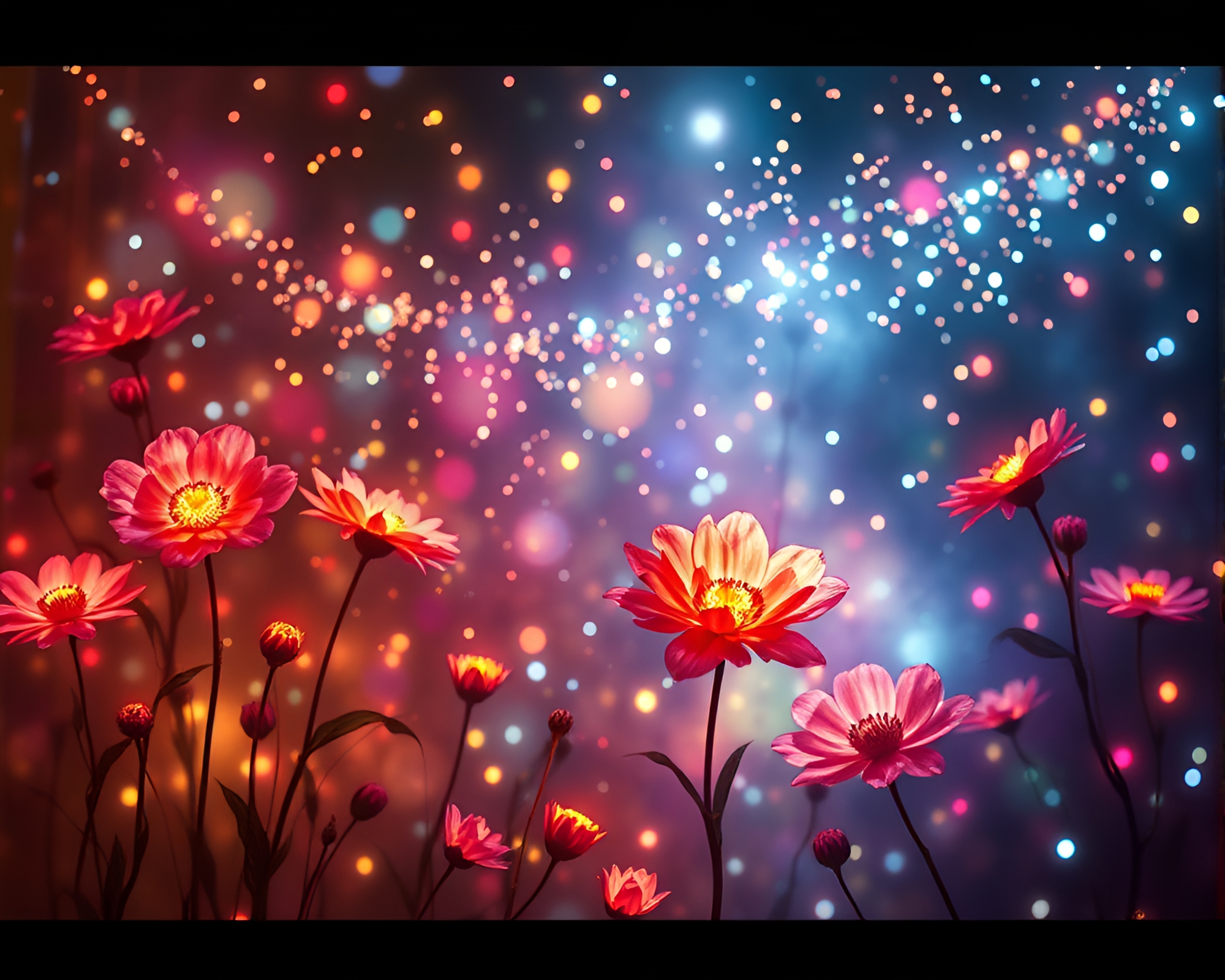 Enchanting Watercolor Mind Palace with LED Light Blooms – free AI stock image