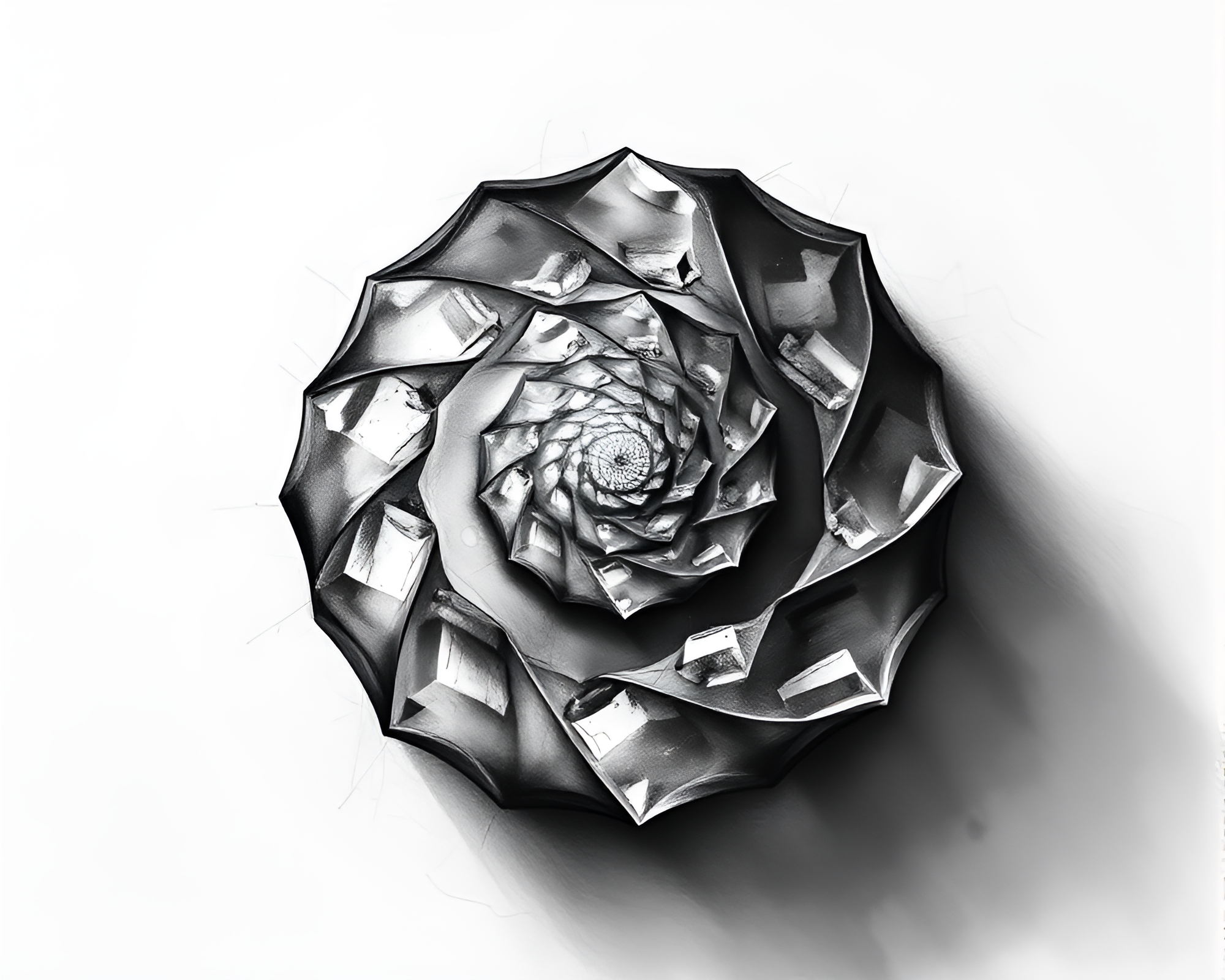 Fibonacci Spiral Floating Crystal in Charcoal Black – free AI stock image