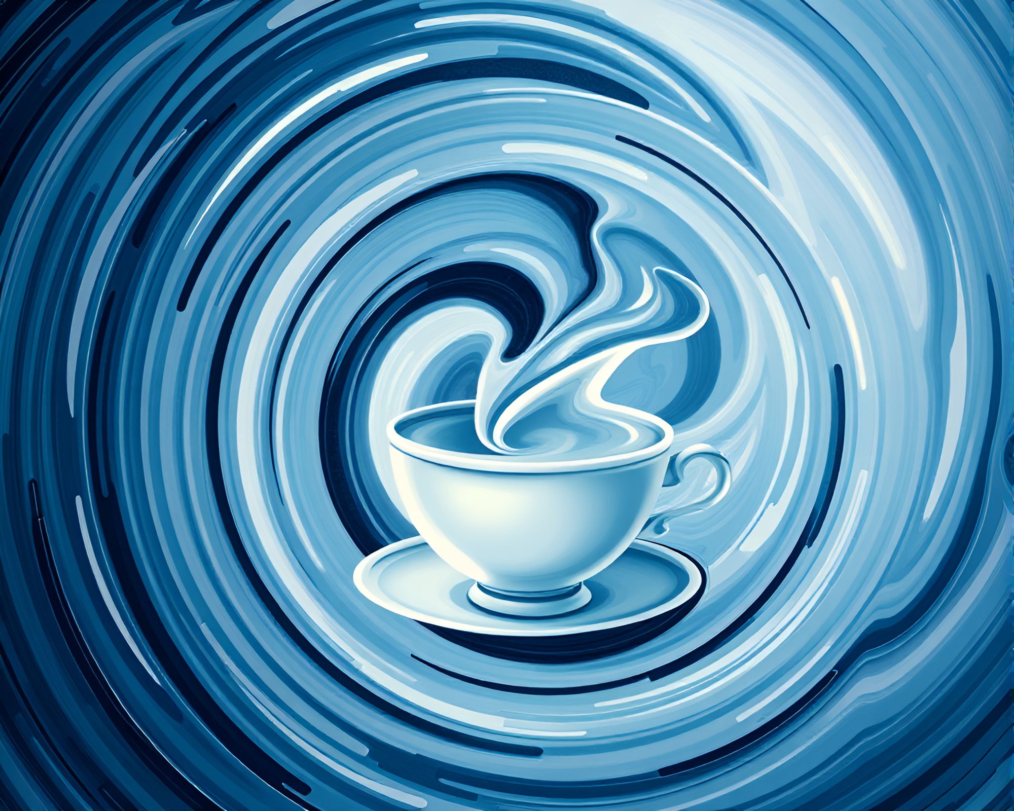 Surreal Floating Tea Cup in Cubist Milky Way Universe – free AI stock image