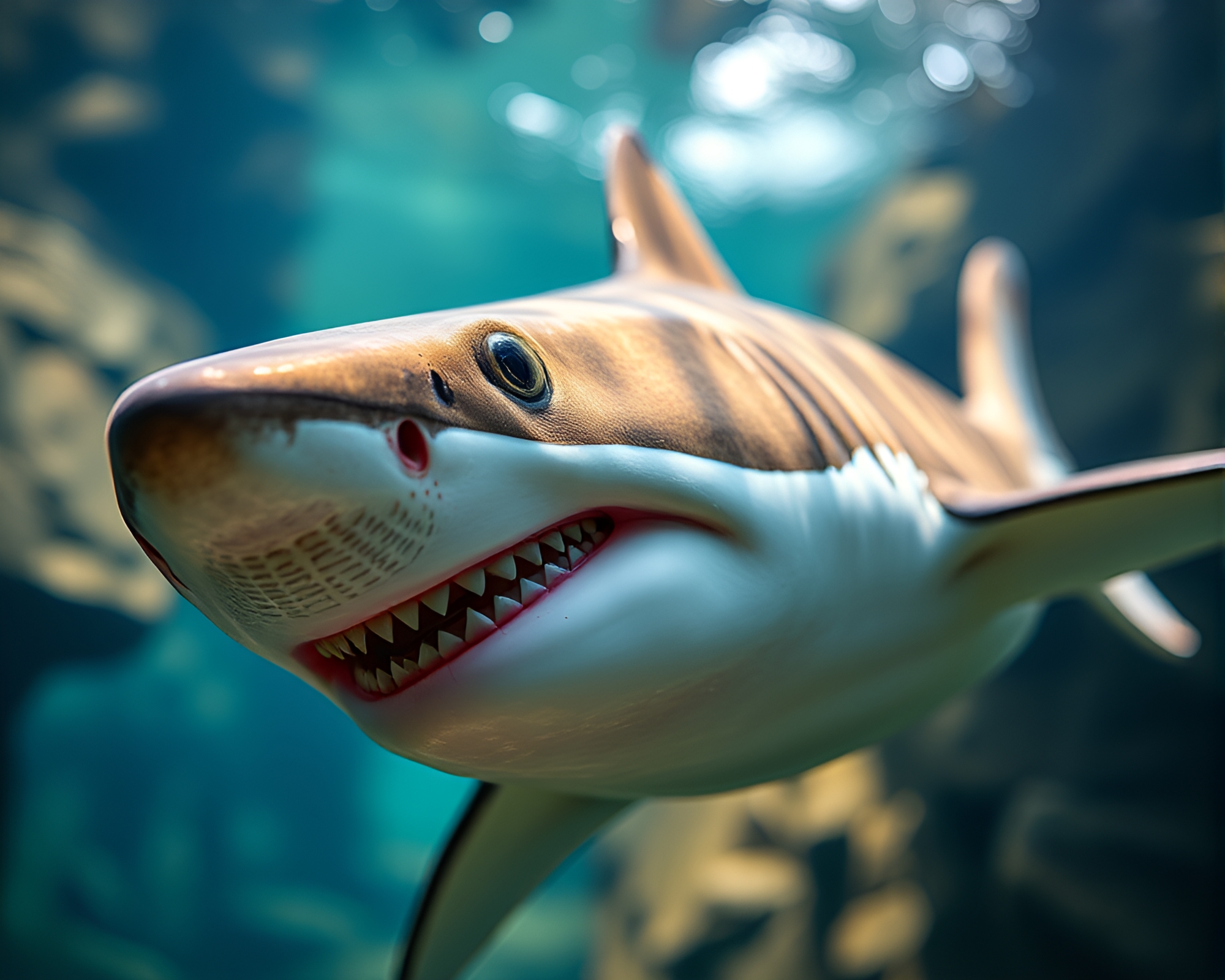 Underwater Shark Focus Stacking Photorealistic Scene – free AI stock image