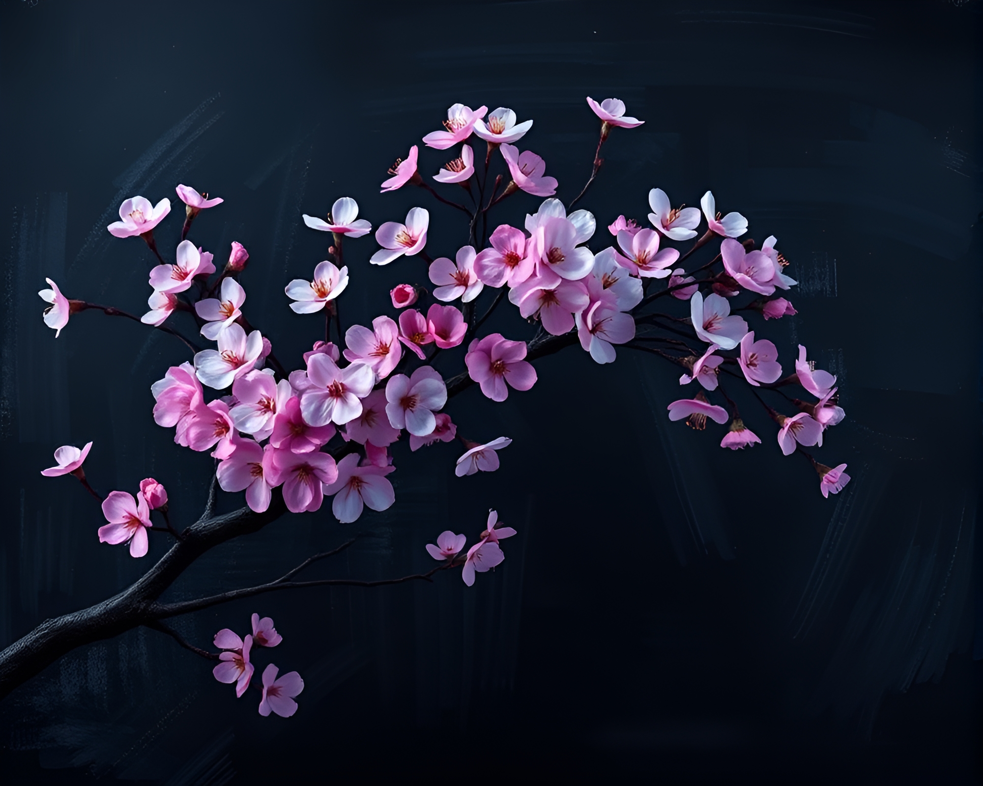 Cherry Blossom Tree LED Light Art Composition – free AI stock image