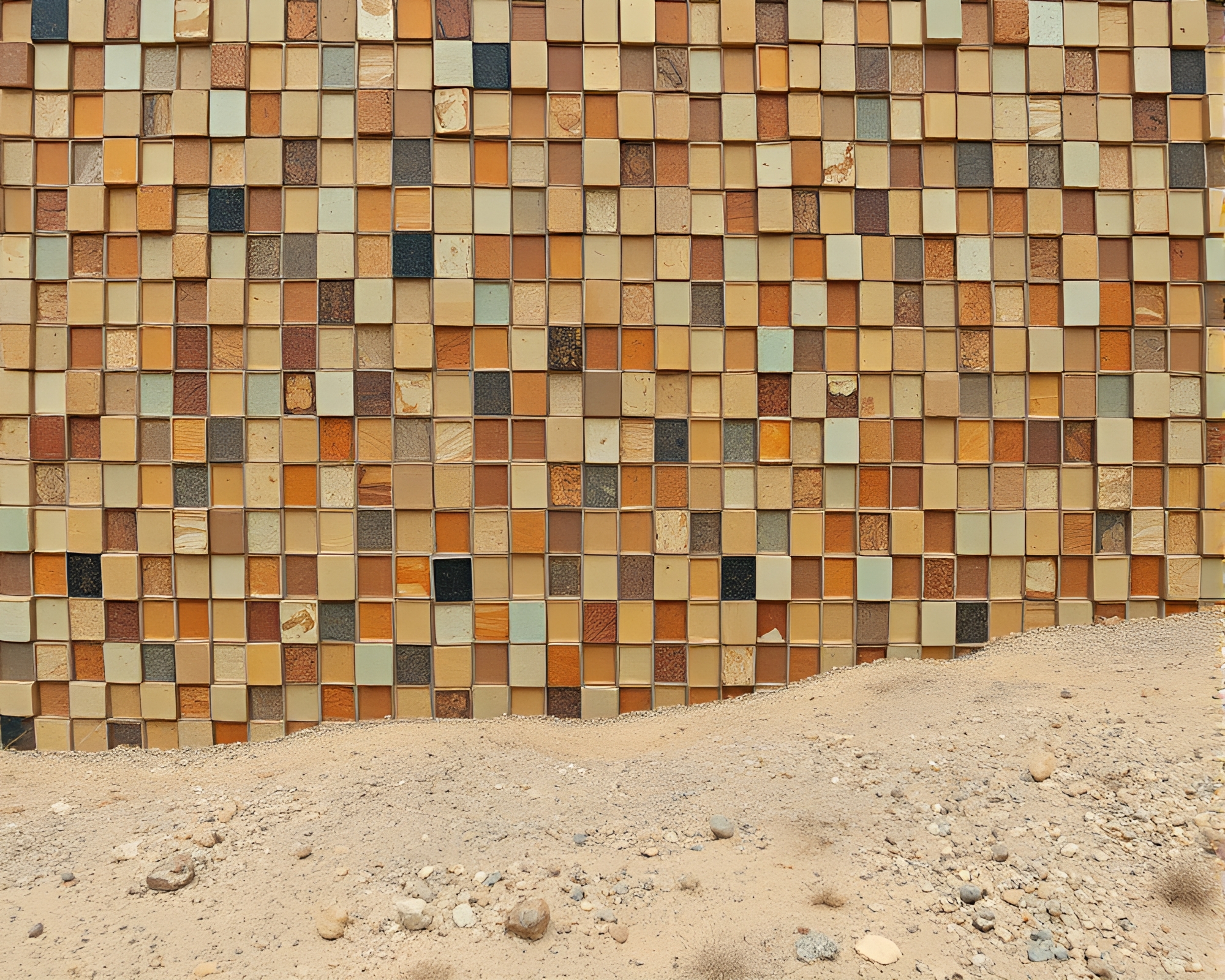 Eldritch Tiled Mosaic Amidst Desert Sands – free AI stock image