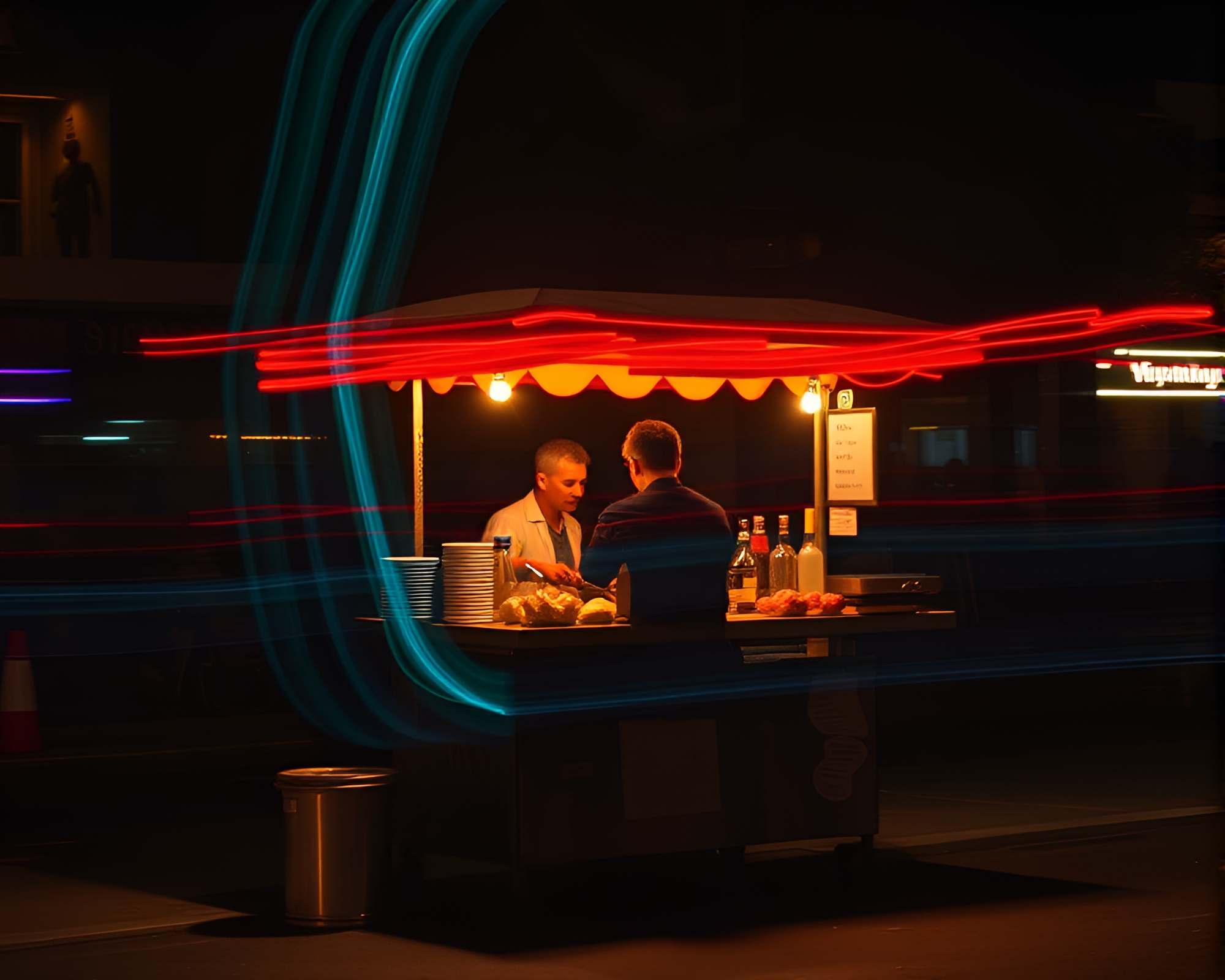 Taco Stand Light Painting Motion Capture – free AI stock image