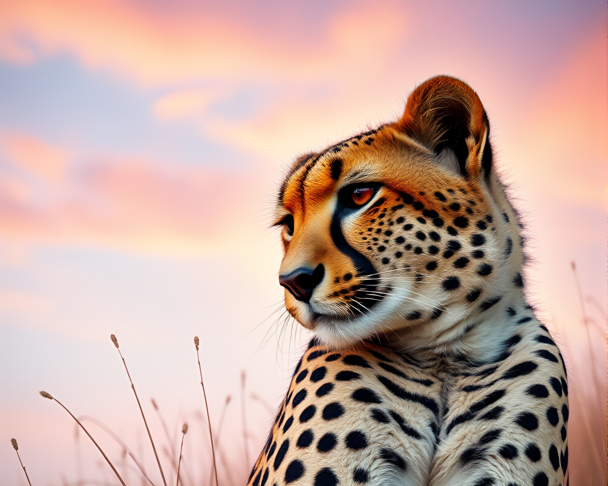Cheetah Silhouette in Sunrise Graffiti Jungle – free AI stock image
