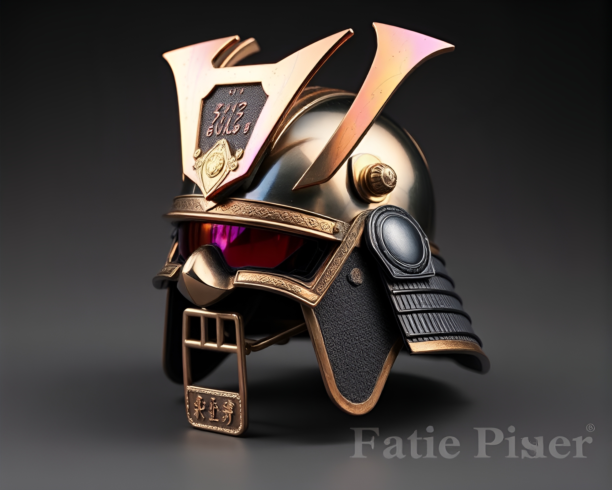 Samurai Helmet Prism Refraction Color Splash – free AI stock image