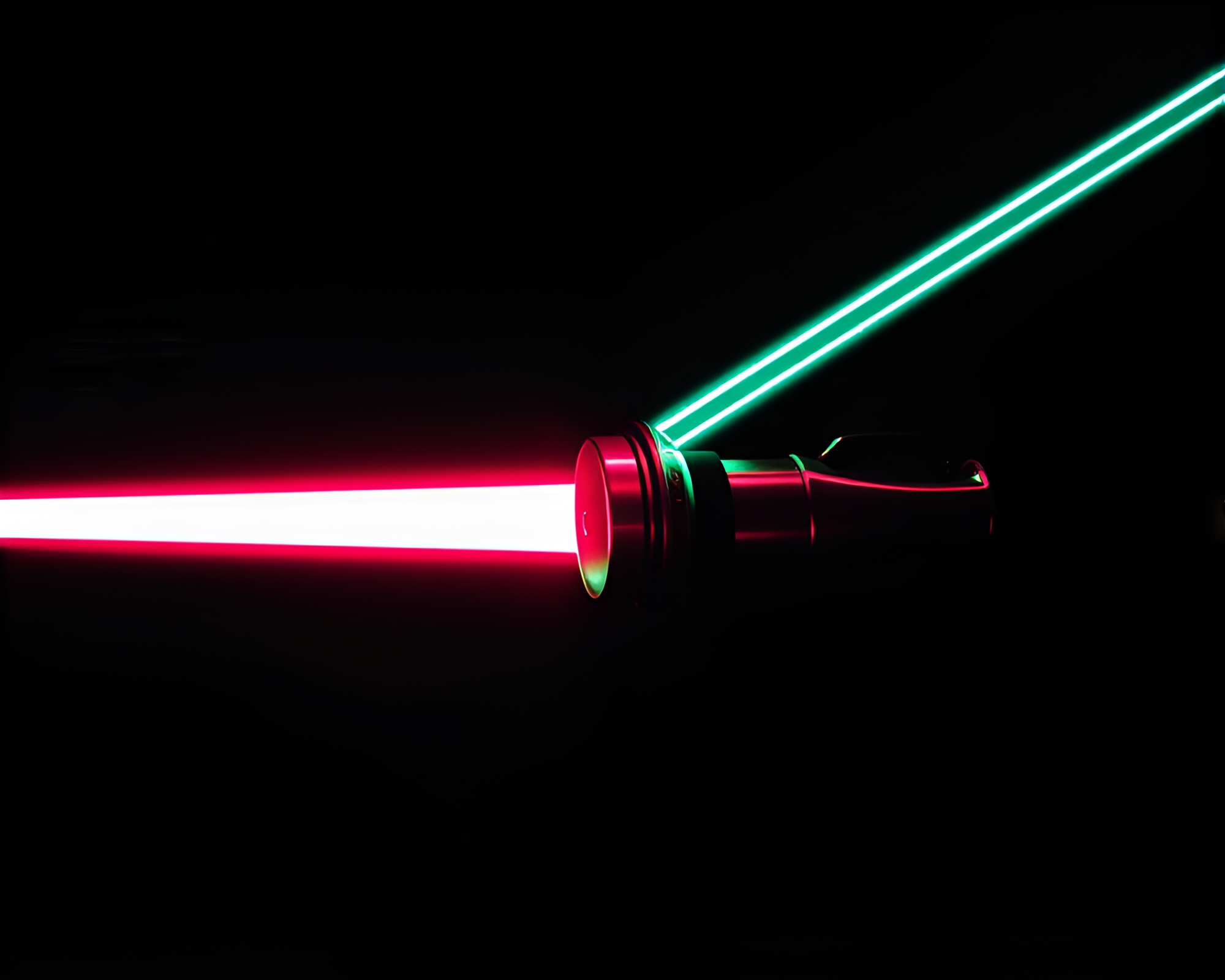 Noir-Lit Laser Blade Alleyway Encounter – free AI stock image