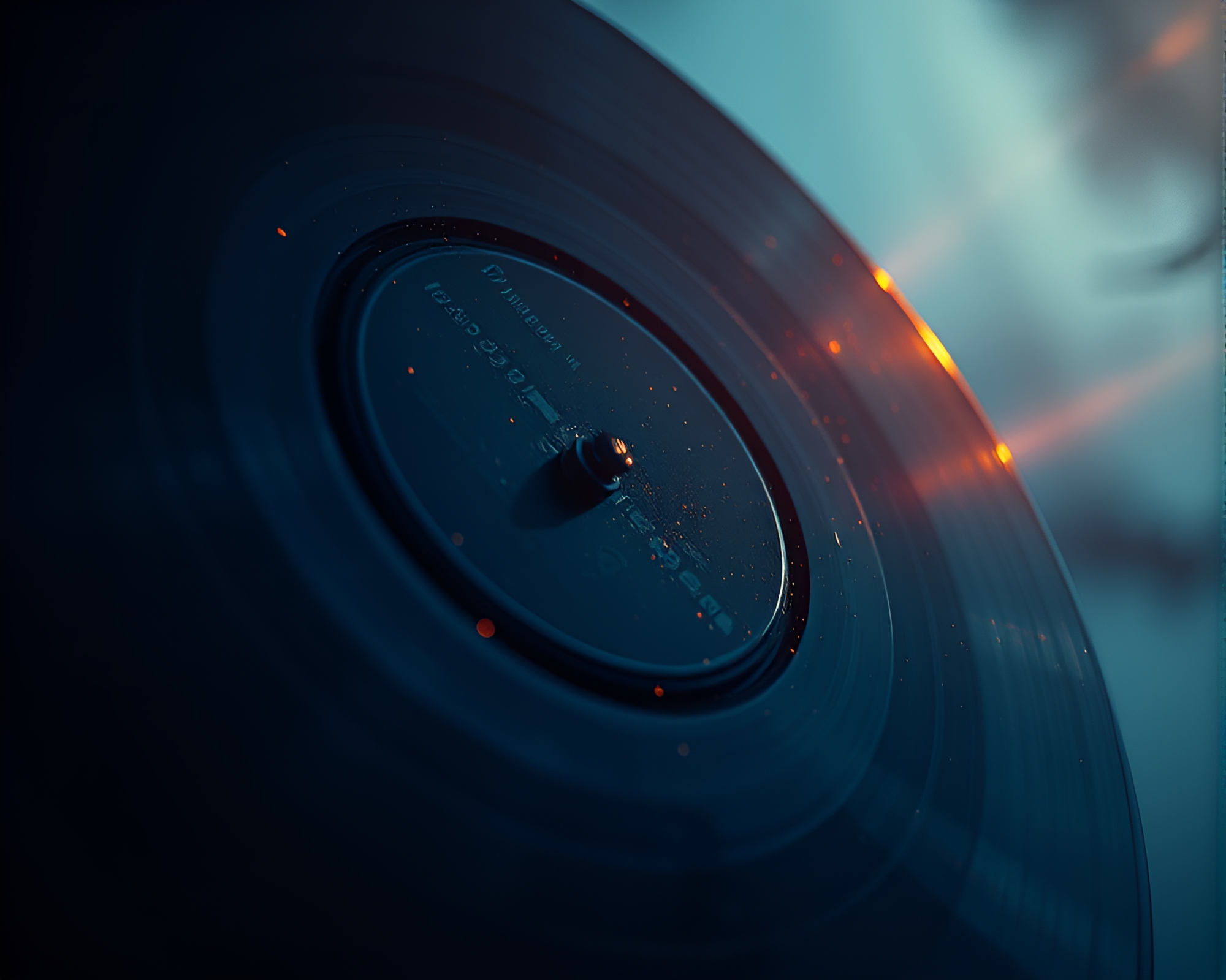 Vinyl Record Hatching in Digital Twilight Flare – free AI stock image