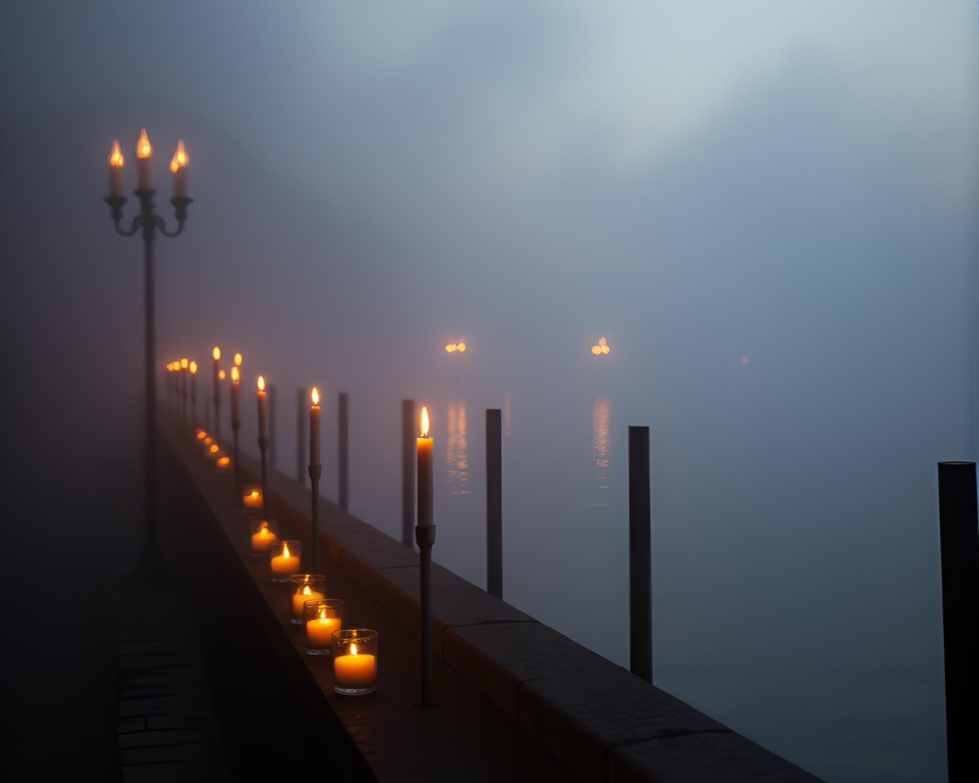 Enchanting Murano Glass Candlelit Composition – free AI stock image
