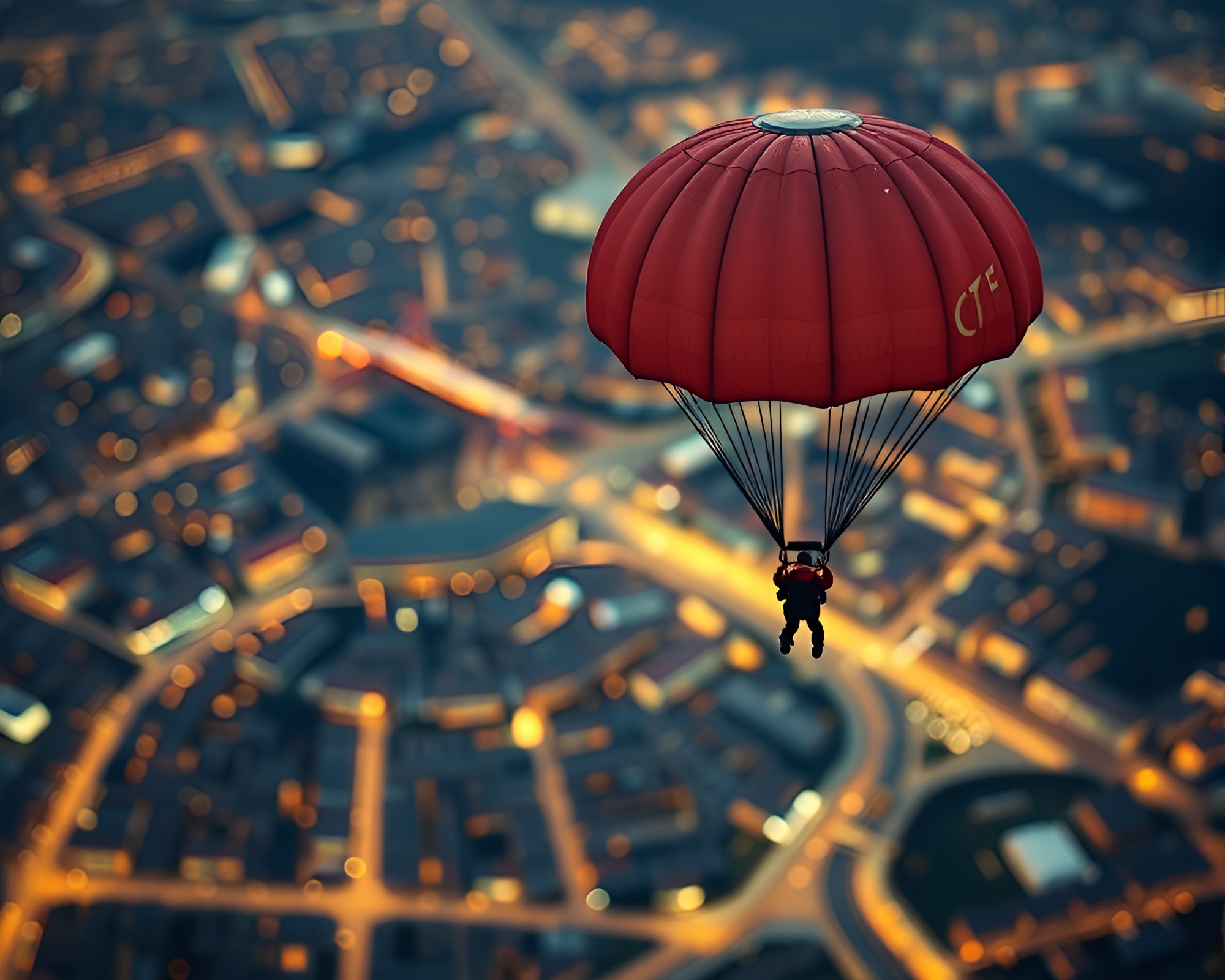Parachute Jumper in Crosshatching Mosaic Light – free AI stock image