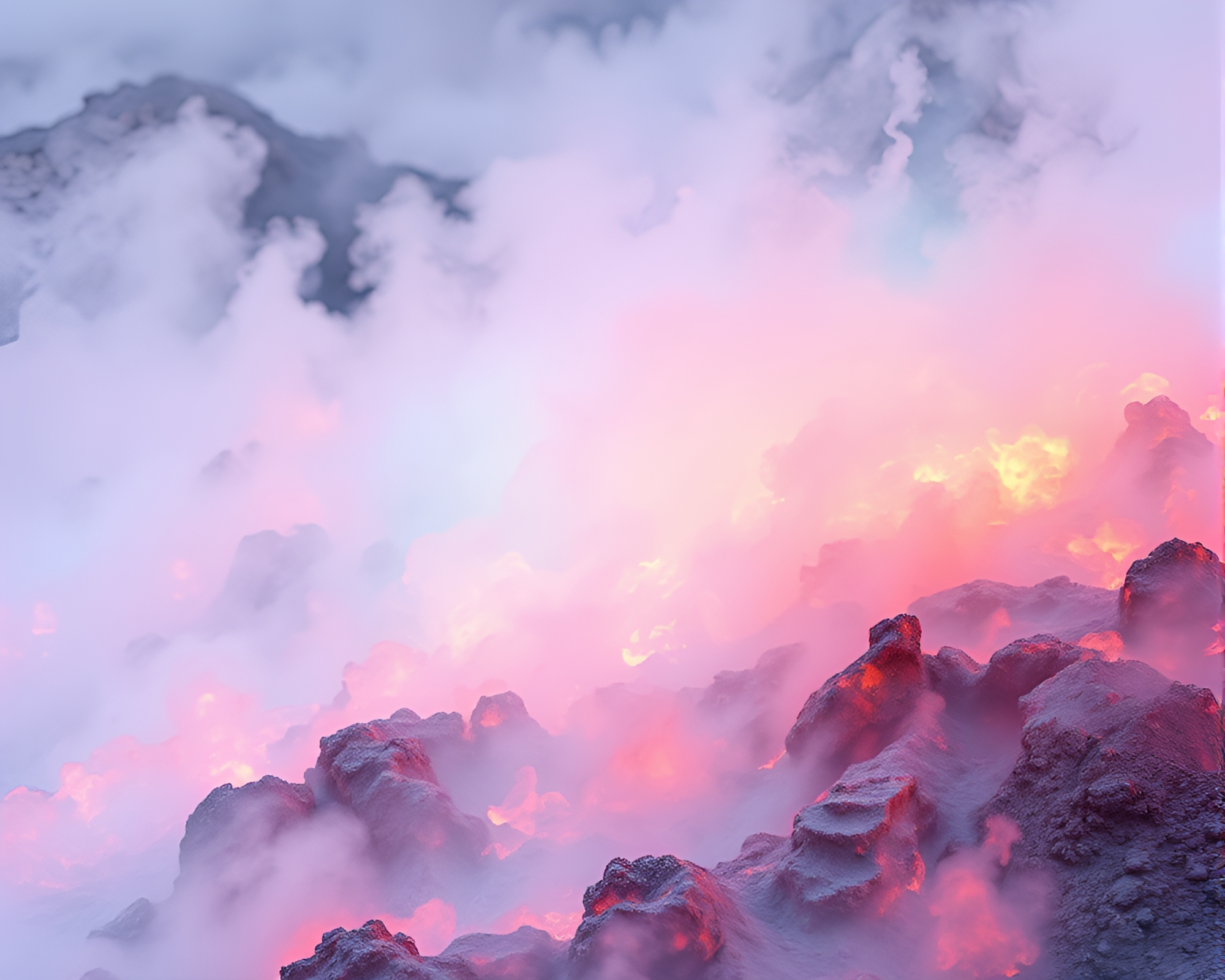 Holographic Geyser Field Watercolor Blooms – free AI stock image