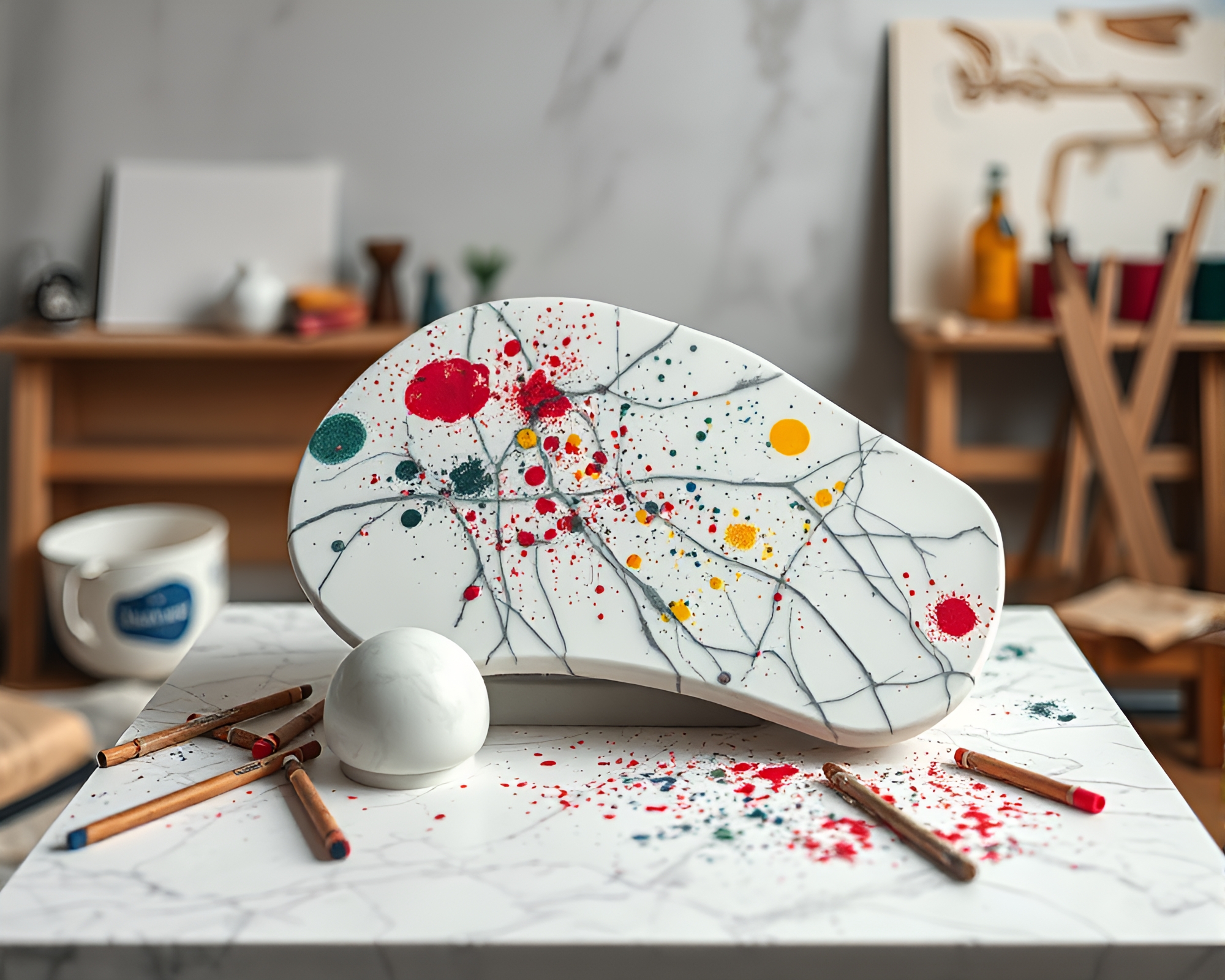 Abstract Marble Sculpture Studio Shot – free AI stock image