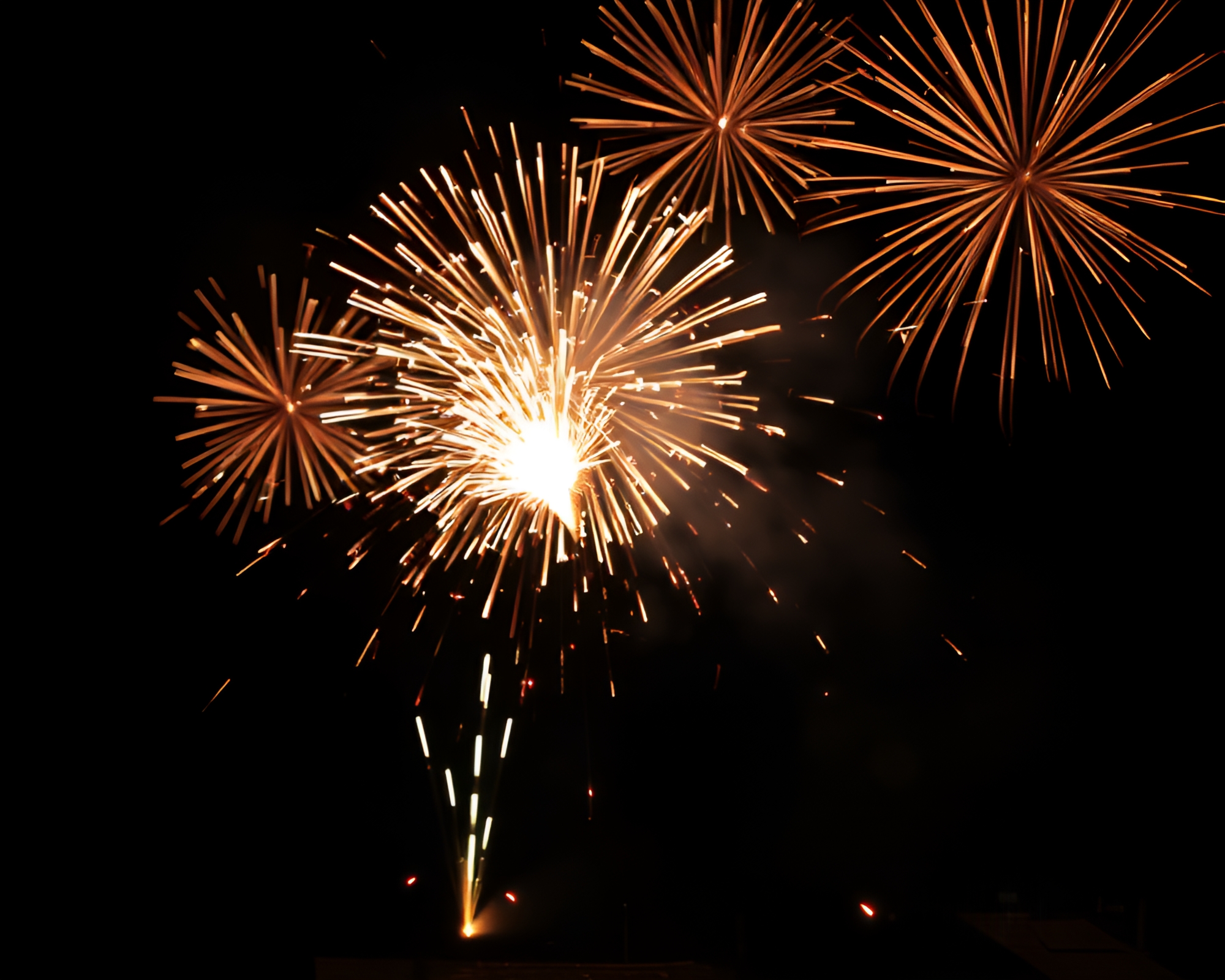 Time Traveler Observing Firefly-Like Fireworks in Chiaroscuro – free AI stock image