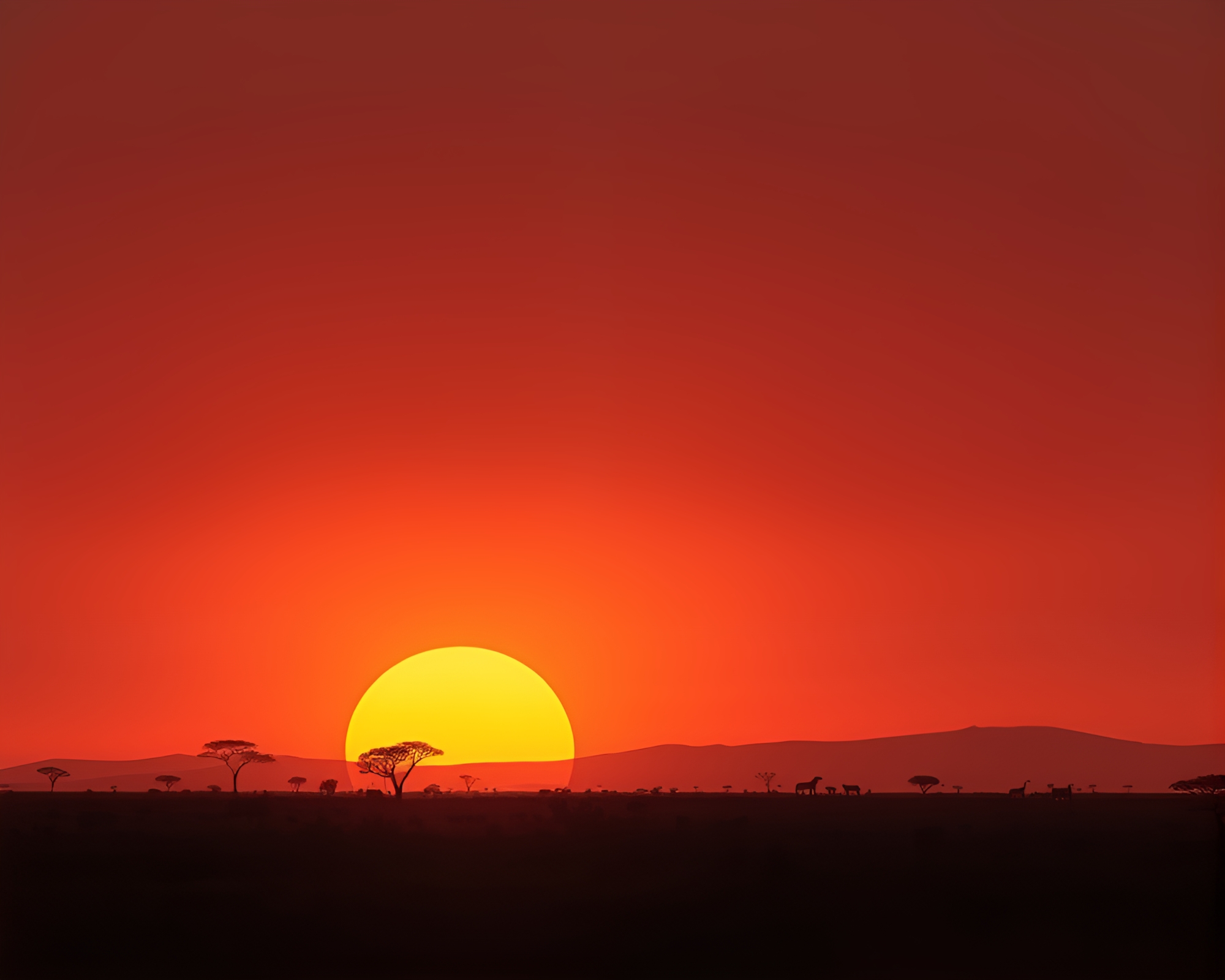 Sunset Mirage on Tilted Savanna Wireframe – free AI stock image