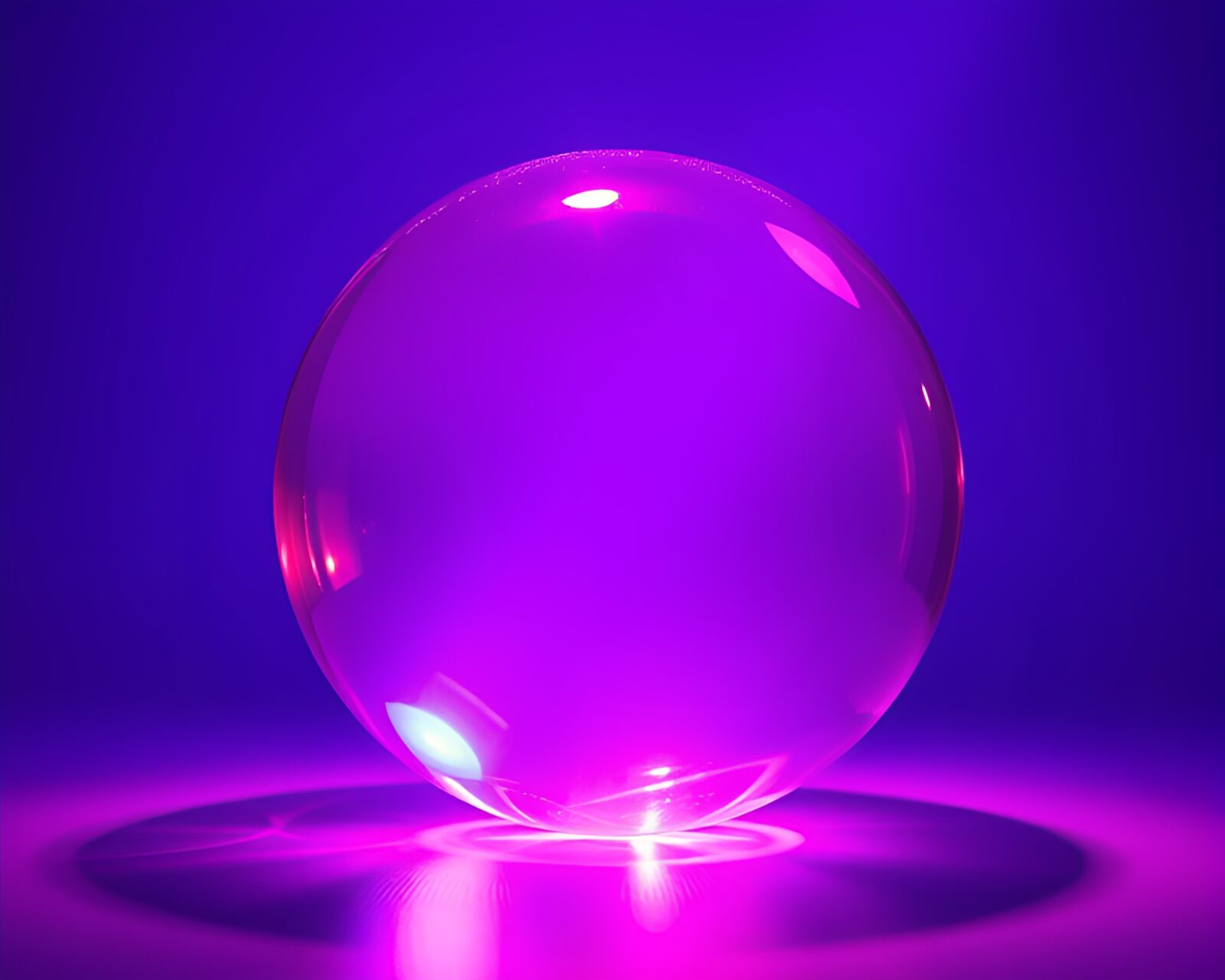 Tilted angle view of a glowing glass orb artwork