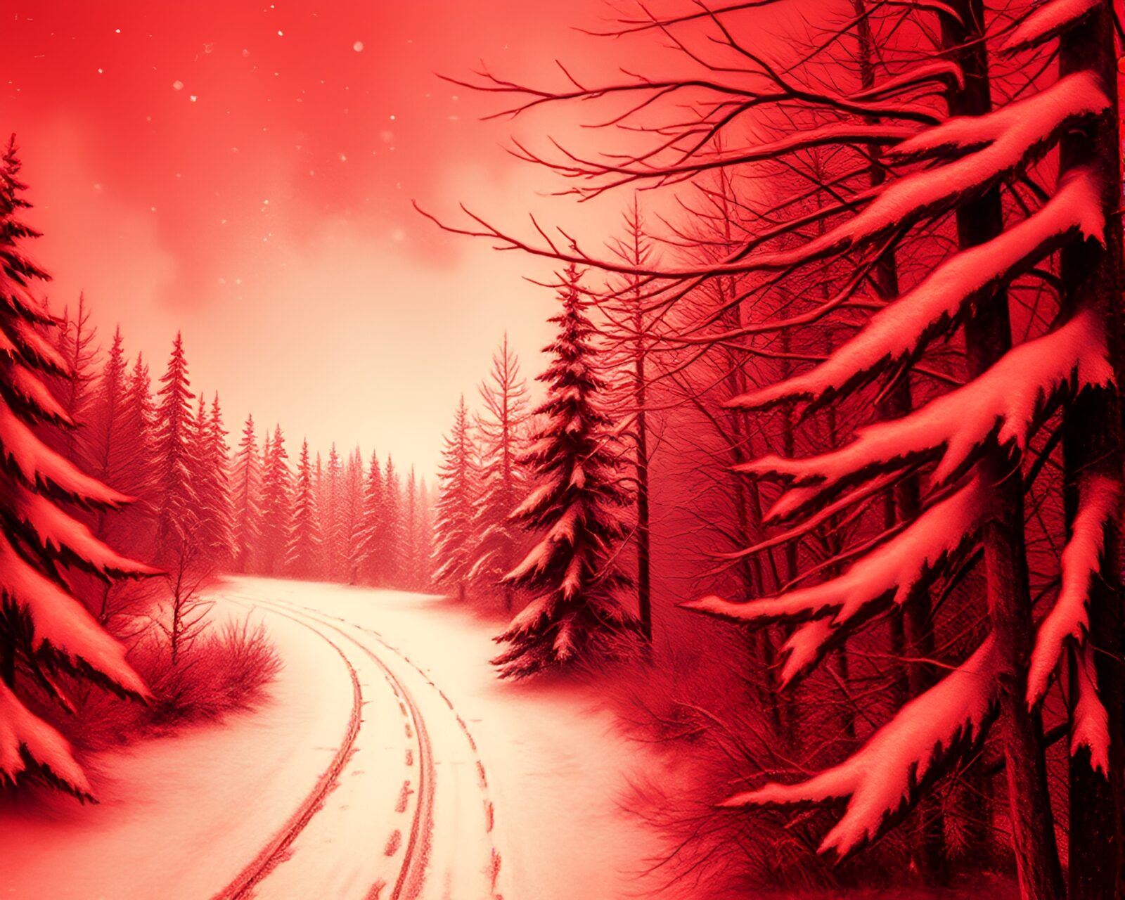 Infrared warmth scene with winter etching and tattoo style