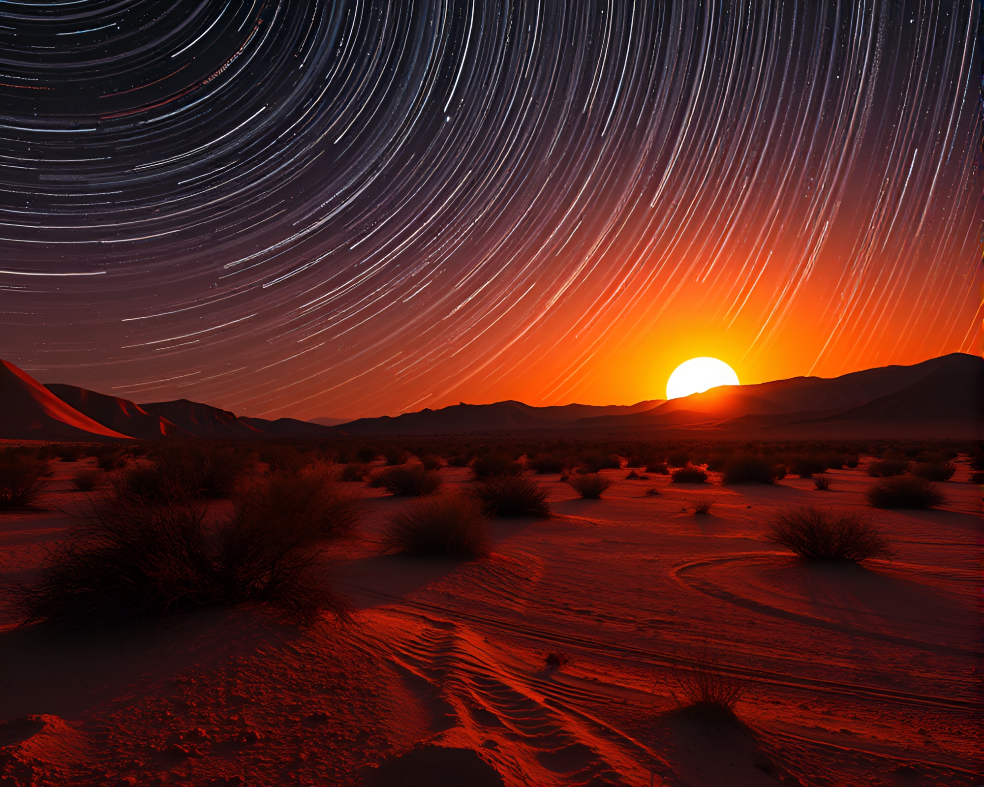 Majestic Golem under Star Trail Skies – free AI stock image