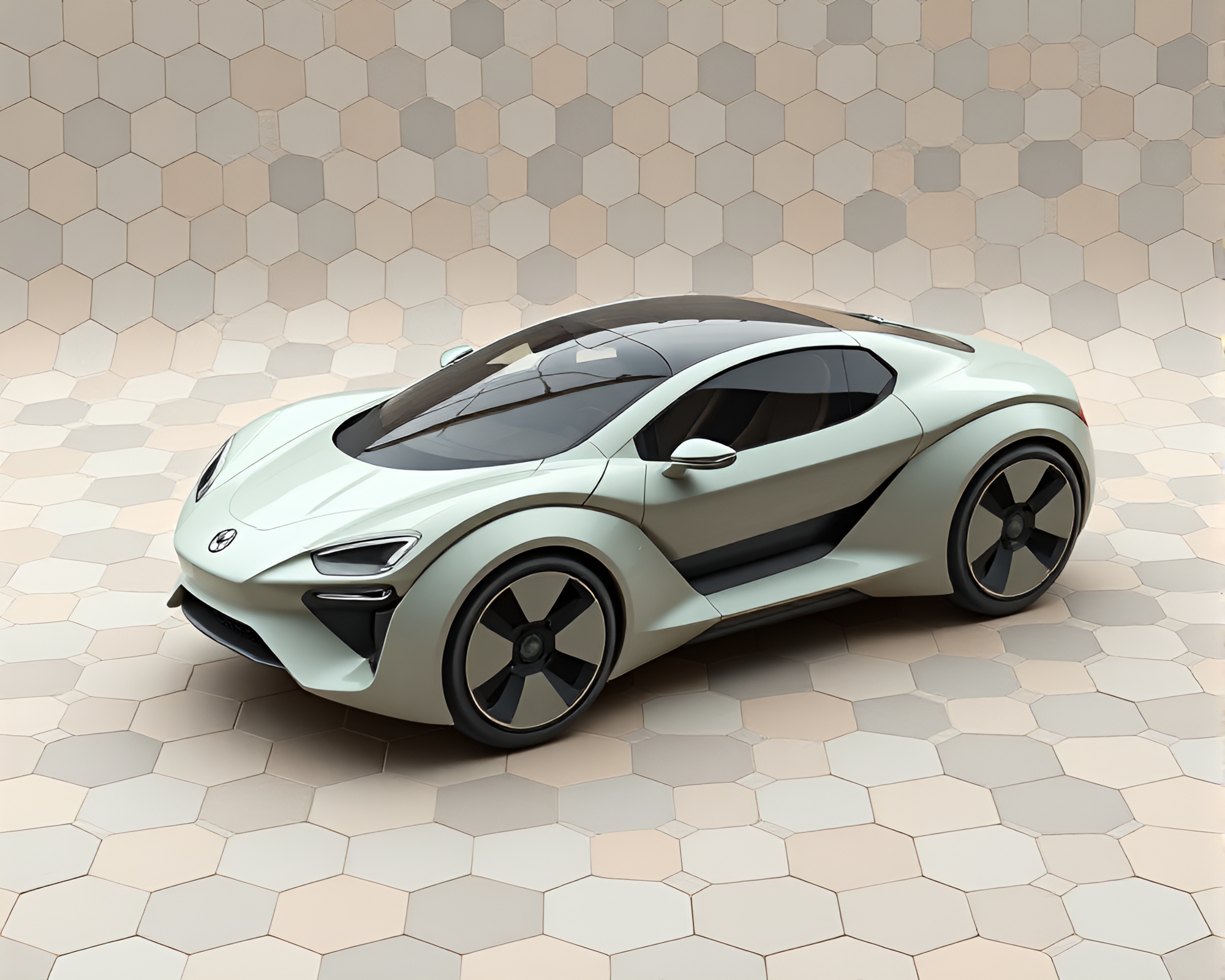 Futuristic Hover Car in Bio-Organic Hexagonal Grid – free AI stock image
