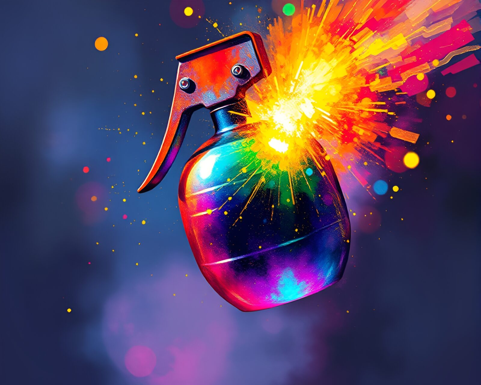 Colorful explosion with gilded highlights in abstract action style