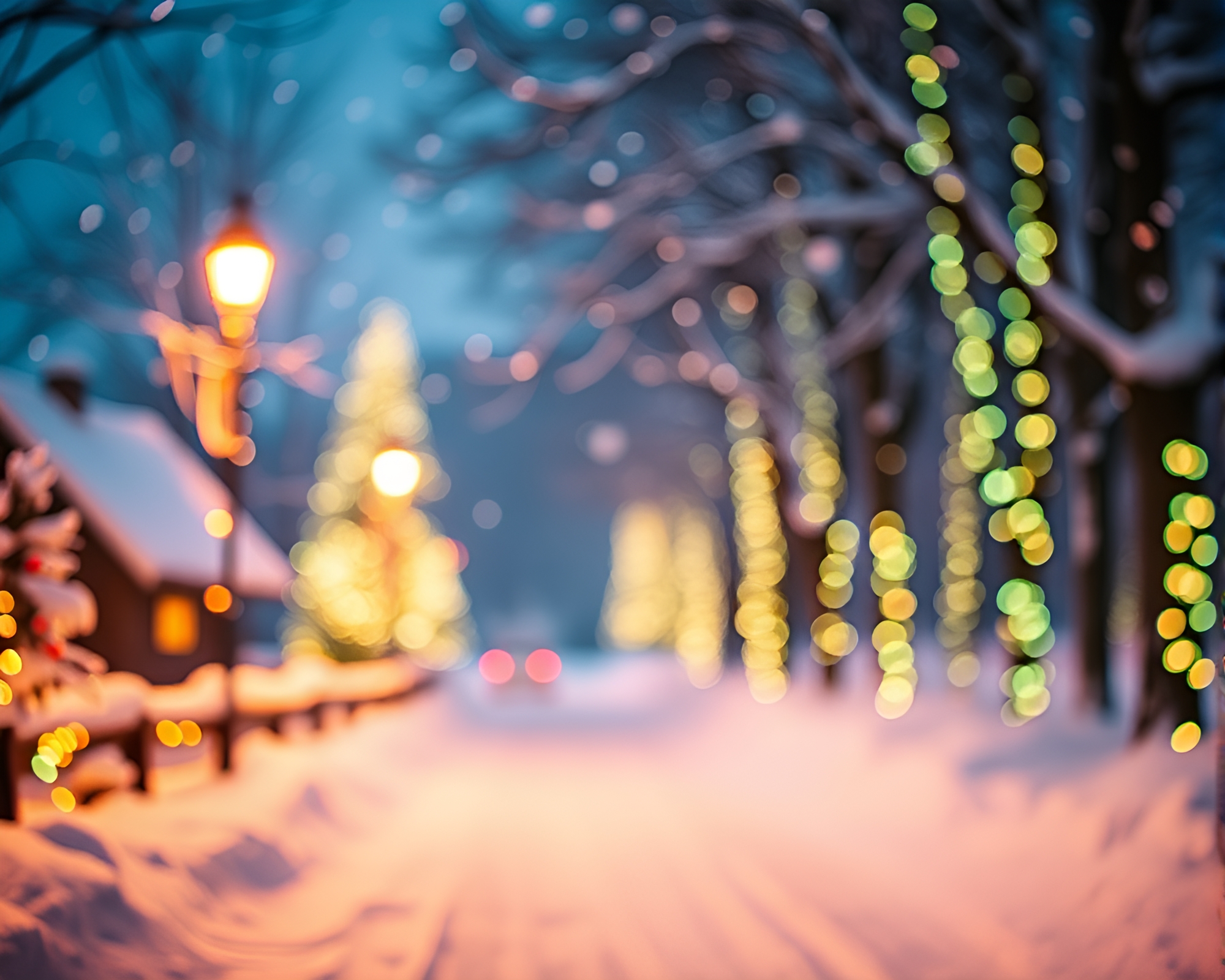 Enchanted Winter Wonderland Glows in Tempera Painting – free AI stock image