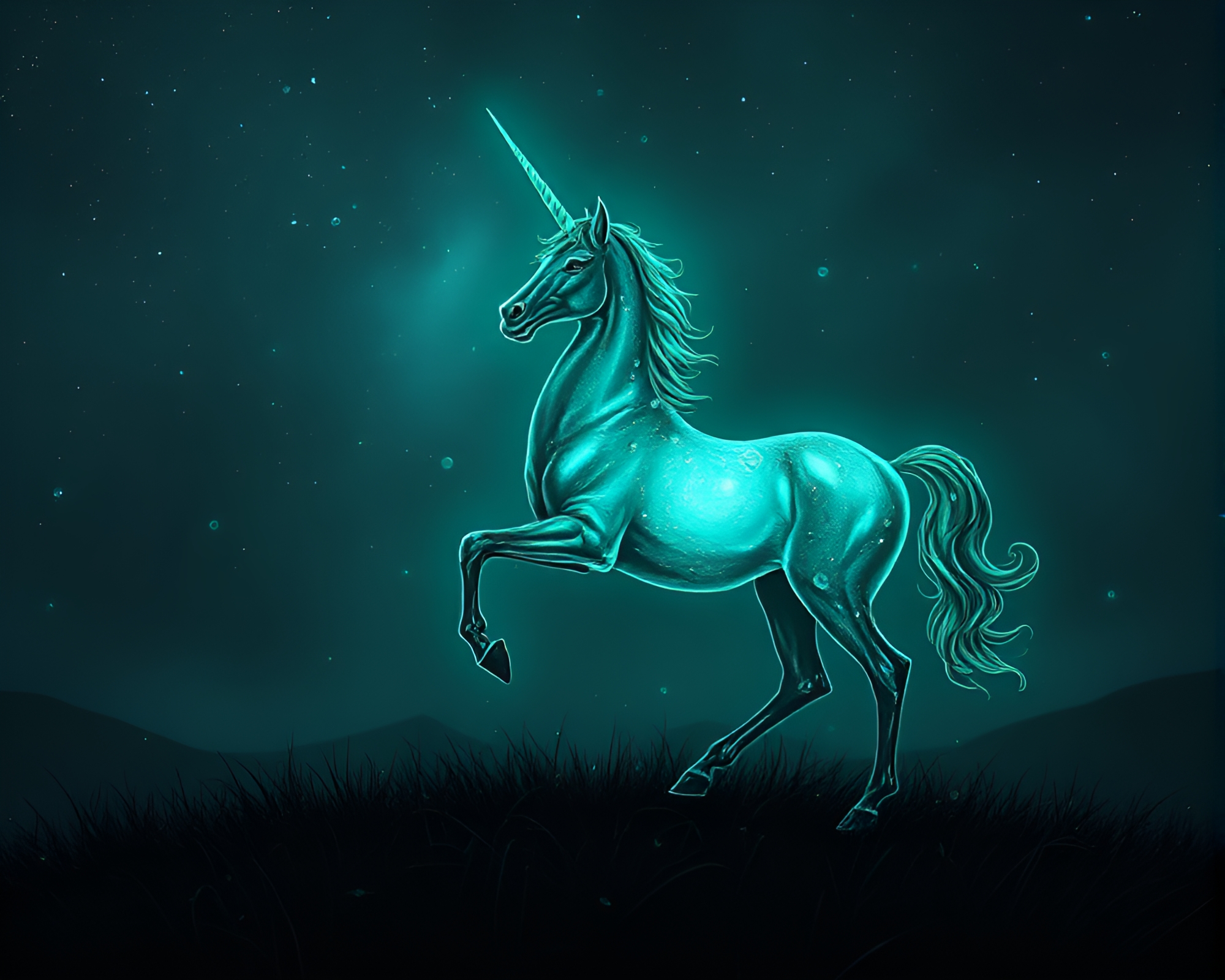 Enchanting Bioluminescent Centaur in Dew Drop Forest Etching – free AI stock image