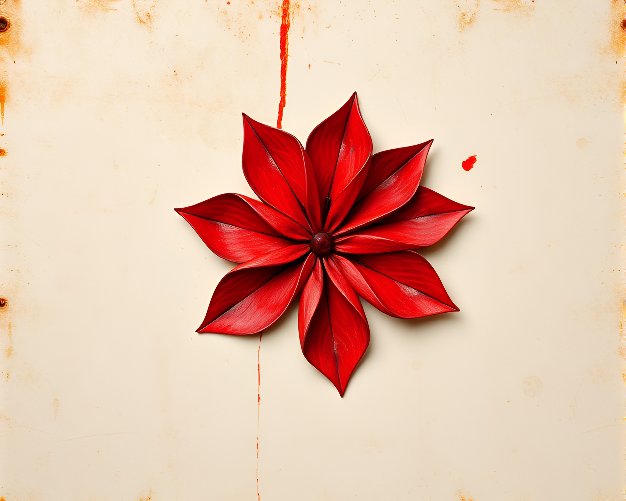 Manga Origami Flower Blooming in Rust Stained Atmosphere – free AI stock image