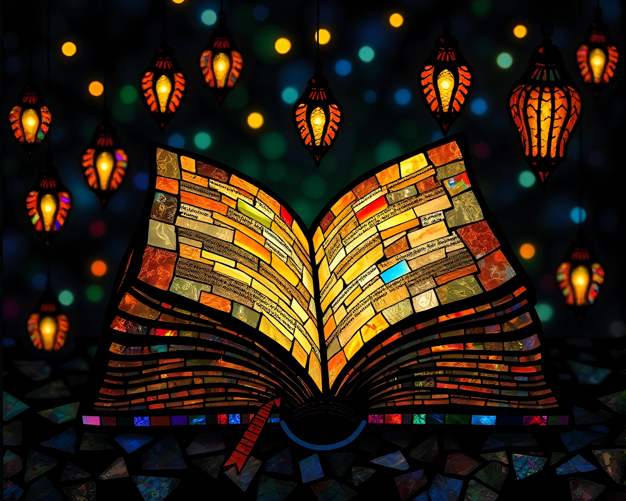 Enchanted Mosaic Carnival in Stained Glass Splendor – free AI stock image