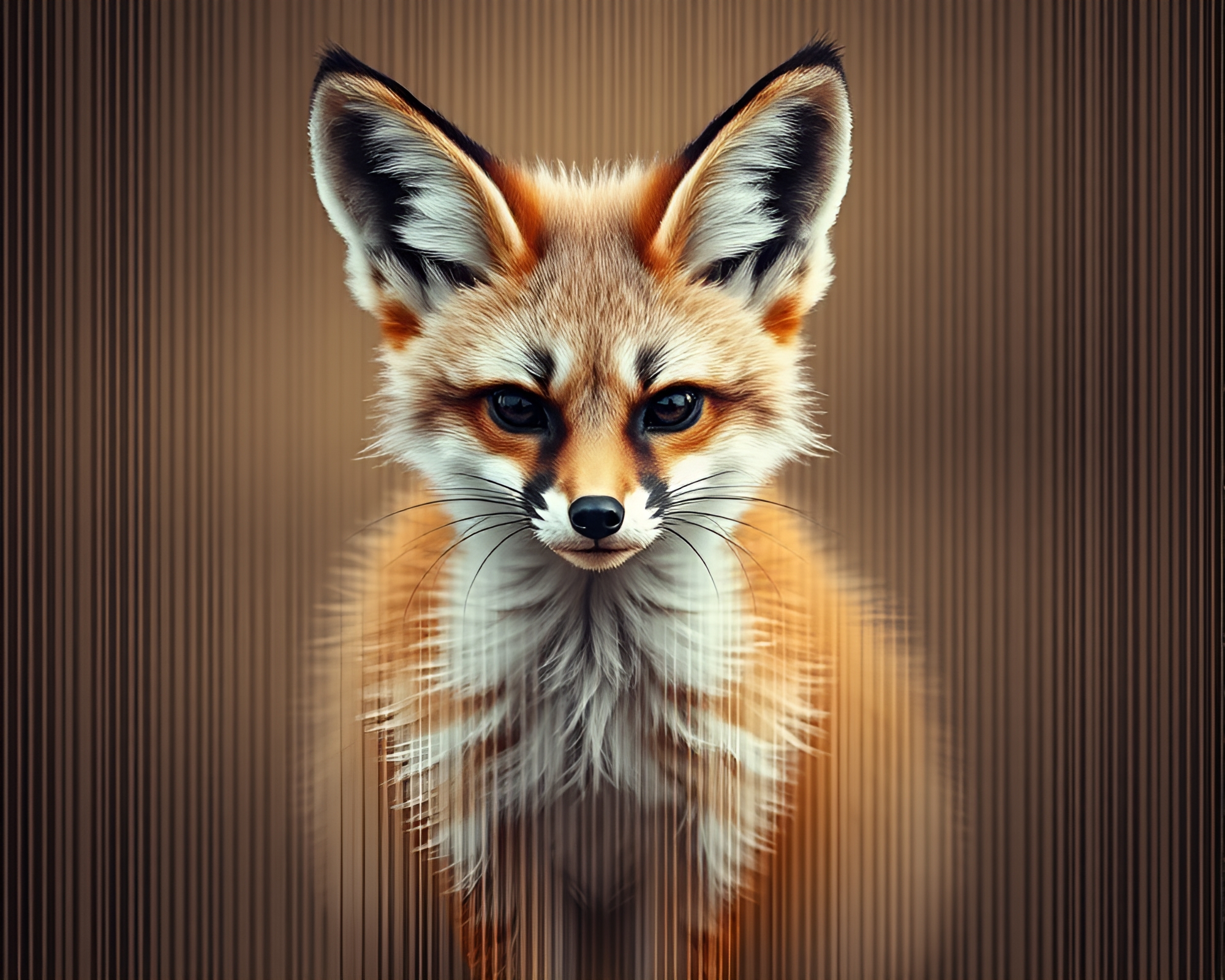 Fennec Fox in Barcode Stripe Fantasy Landscape – free AI stock image