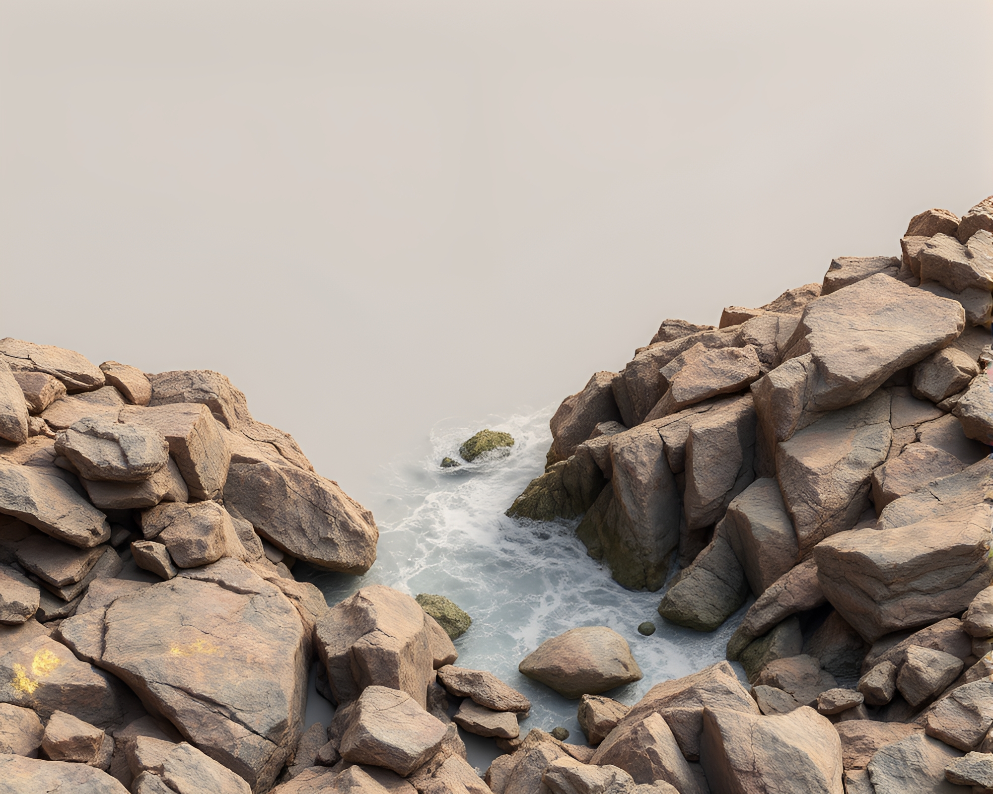 Golden Shores: Muted Pastels Meet Rocky Coastline – free AI stock image