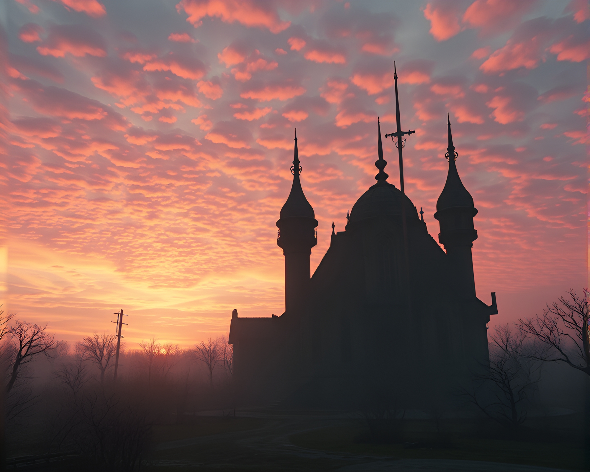 Lovecraftian Horror Sunrise: CGI Tight Crop Concept – free AI stock image