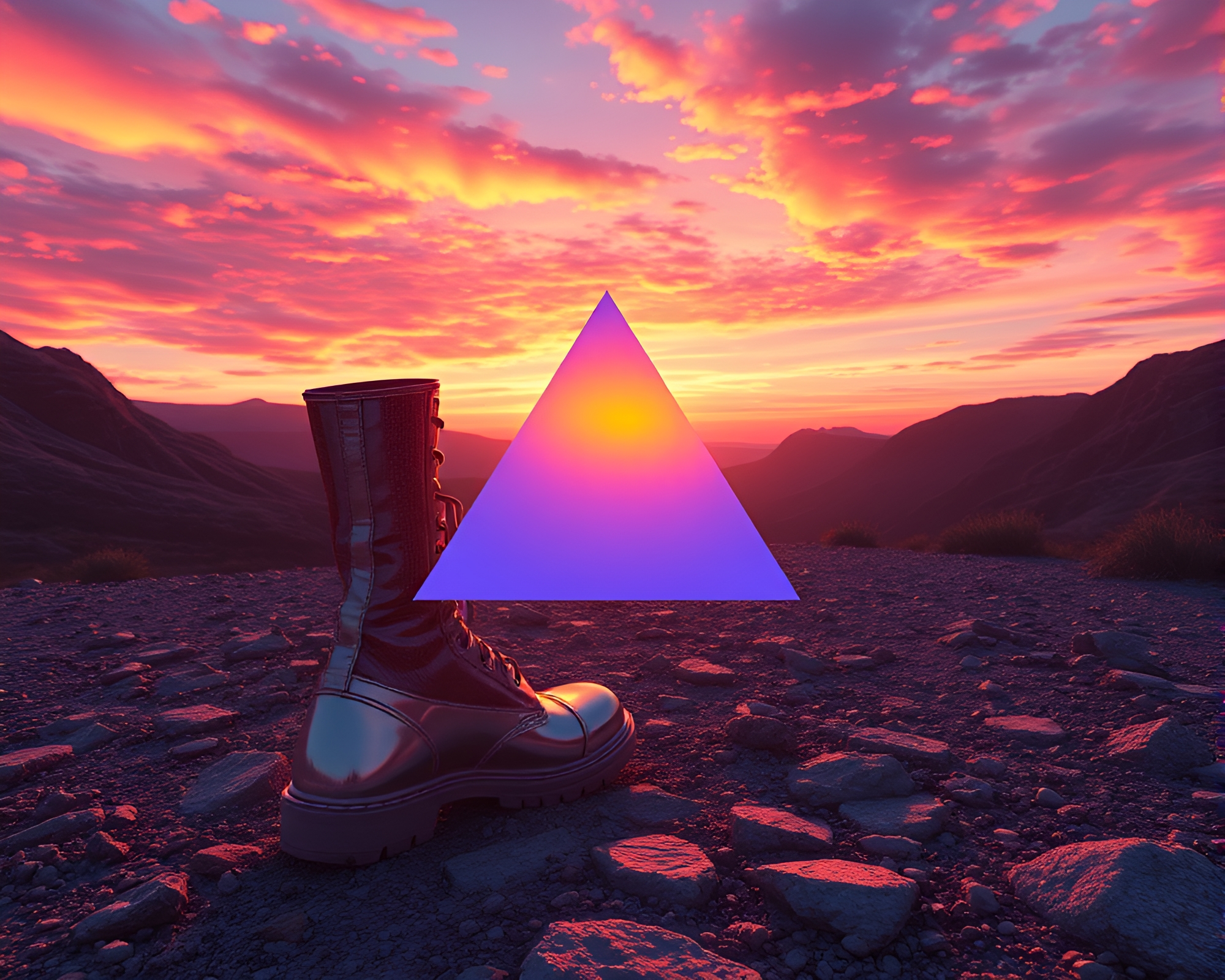Prism Refraction with Gravity Boots at Sunrise Art – free AI stock image