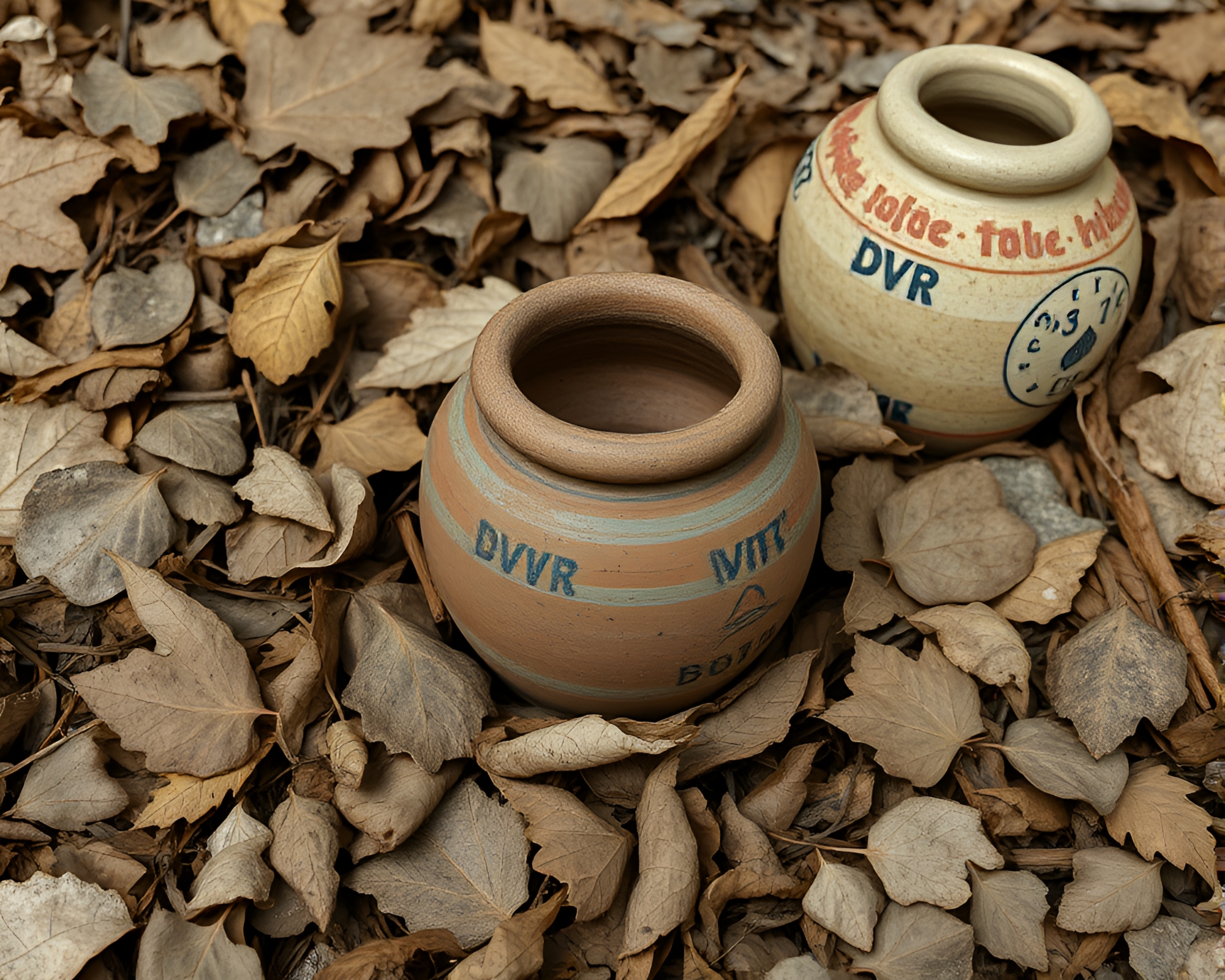 Rustic Pottery Vase Among Leaf Litter – Real-Time Ray Tracing – free AI stock image
