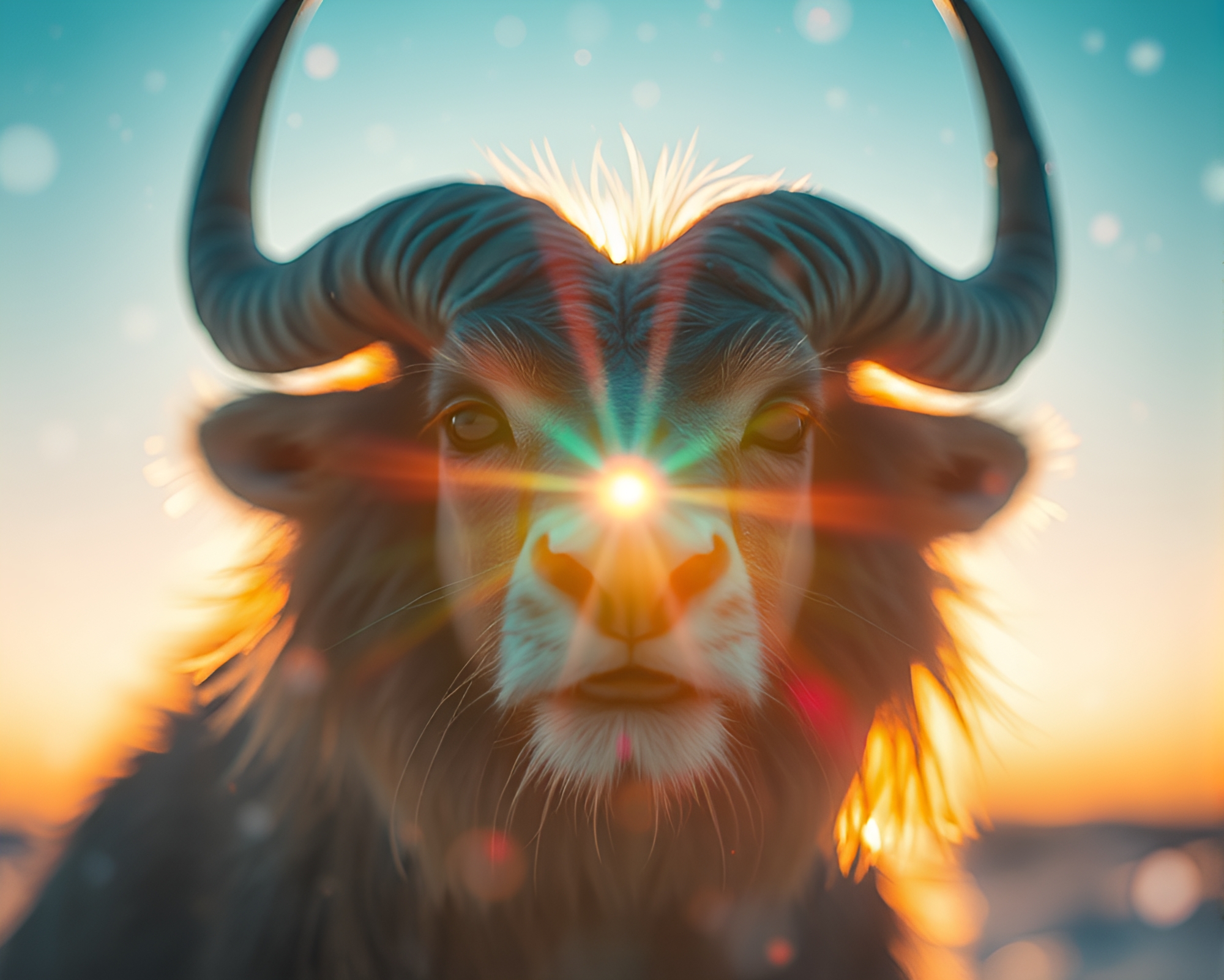 Mystical Satyr in Polar Twilight Lens Flares – free AI stock image