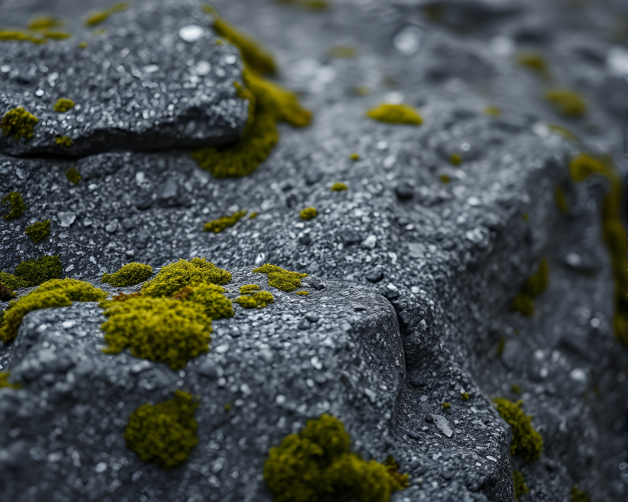 Mystical Moss-Covered Rock in Graphite Gray Hue – free AI stock image