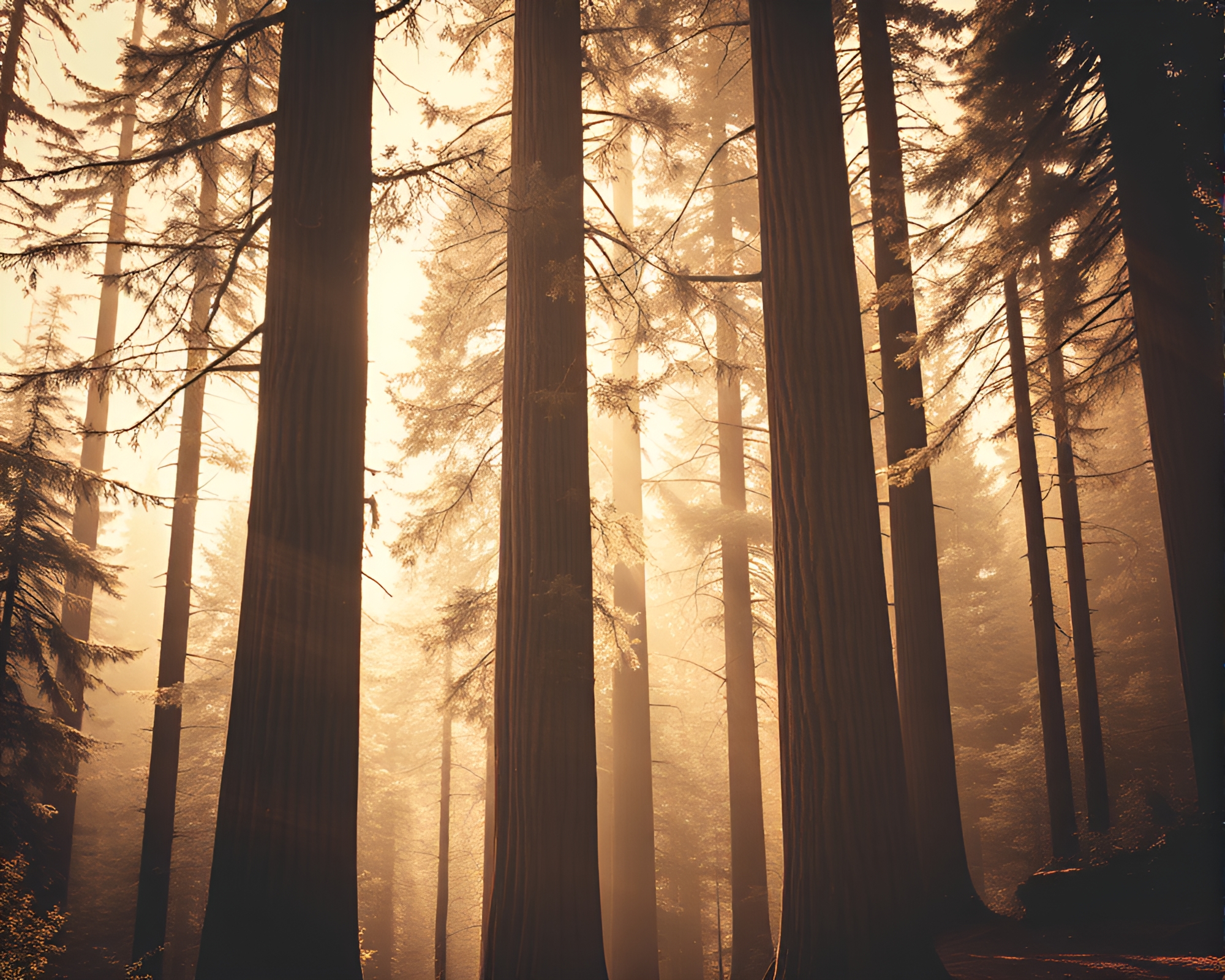 Redwood Double Exposure in Sepia 16-Bit Style – free AI stock image