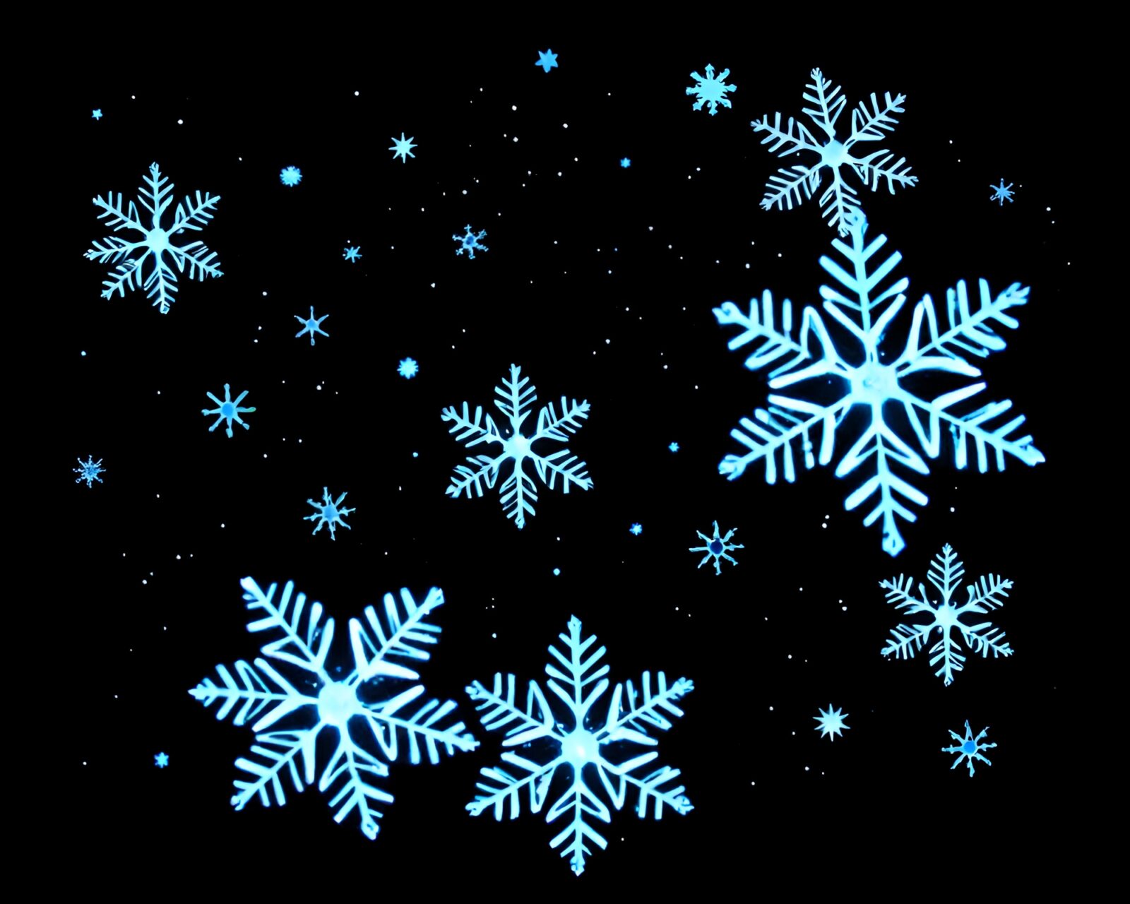 Glowing snowflakes and satellite in intricate tattoo style