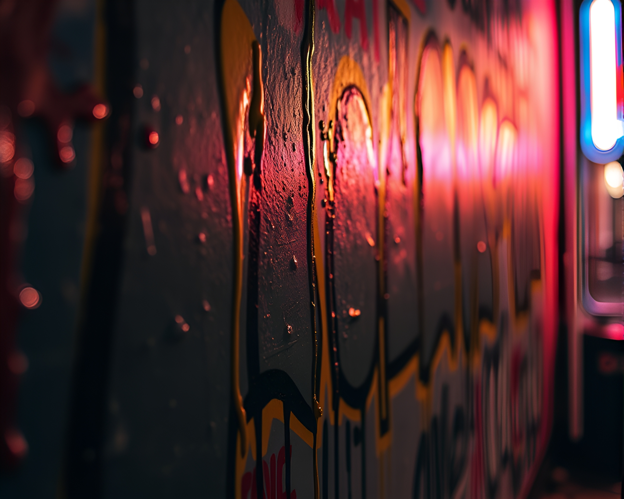 Neon Graffiti Drips in Surreal HDR Softbox Lighting – free AI stock image