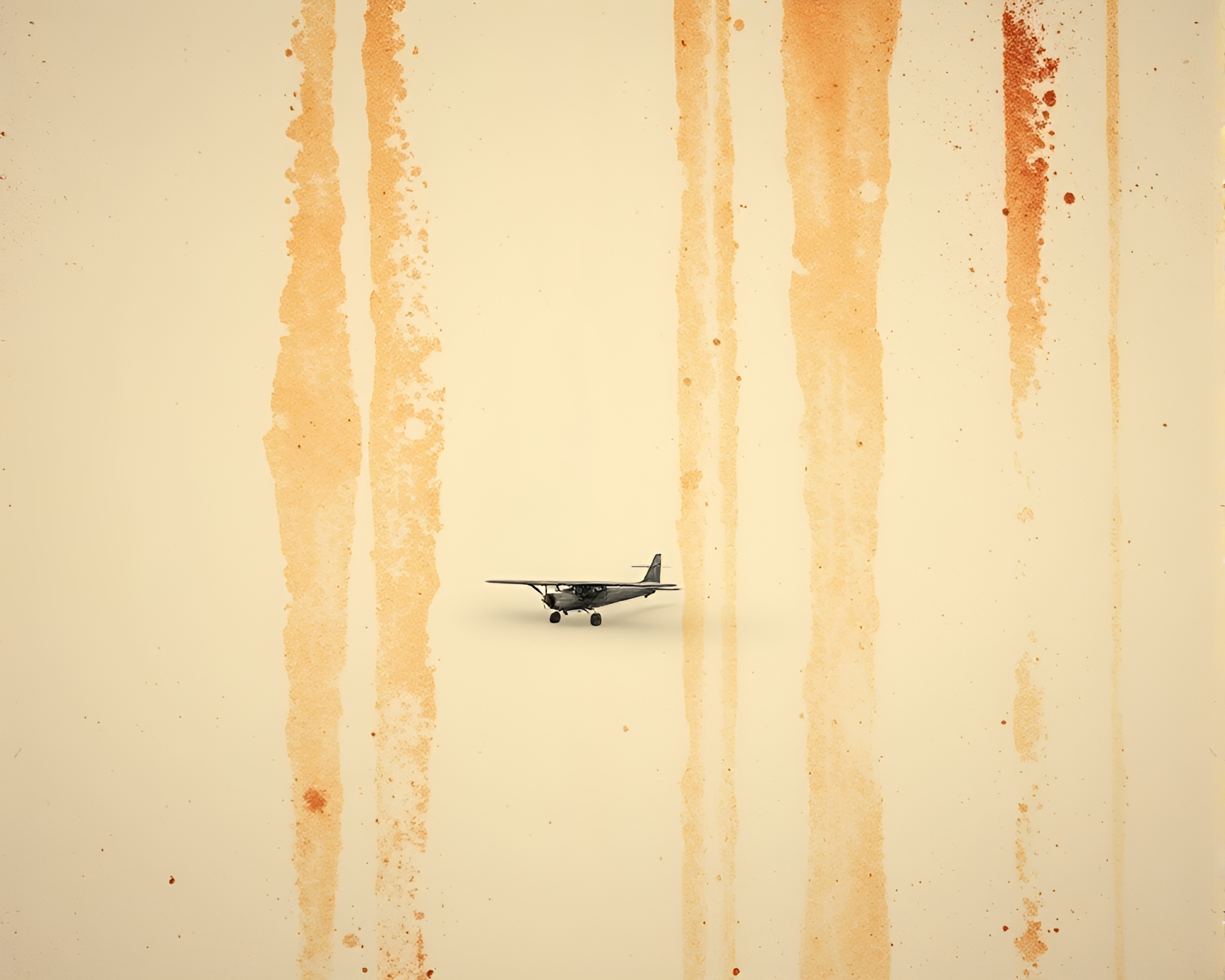 Rust Stain Sea Plane in Snow-Kissed Sepia Light – free AI stock image