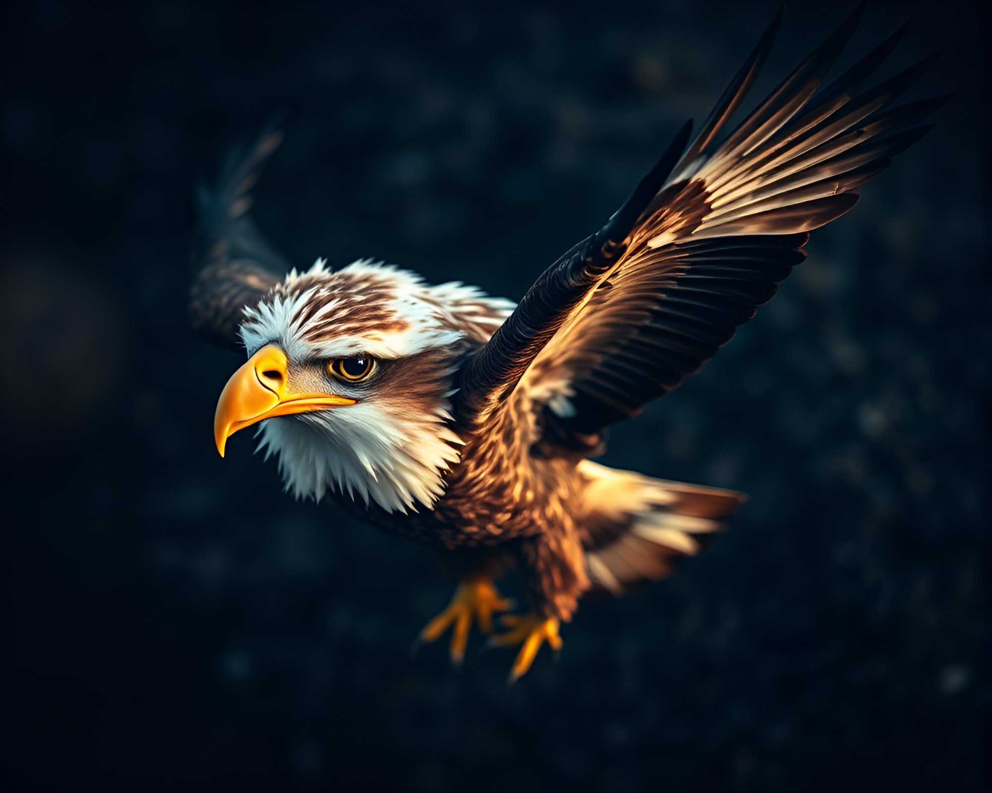 Majestic Eagle Soaring in Grayscale Dreamworld – free AI stock image