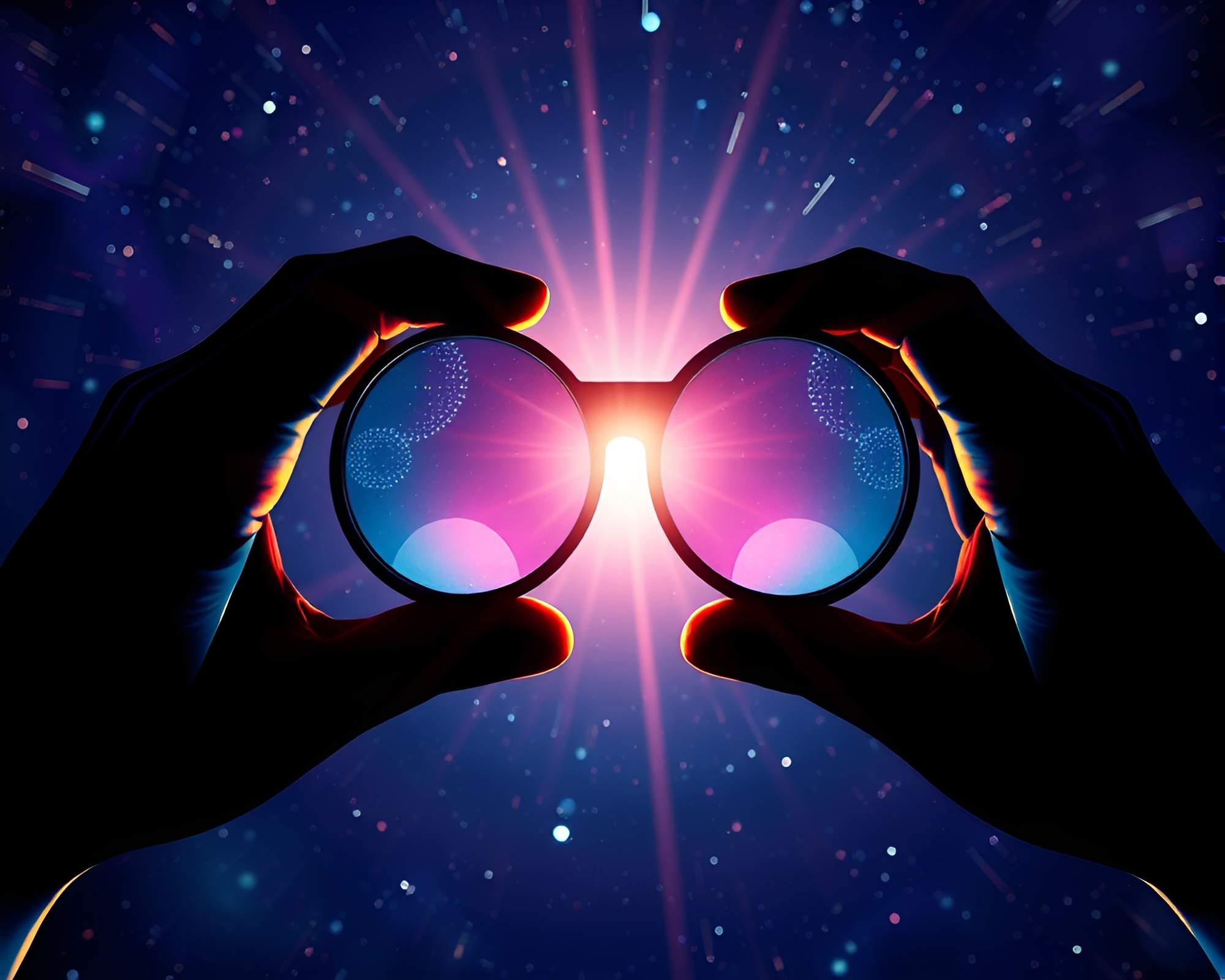 Binoculars Prism Refraction Through Negative Space – free AI stock image